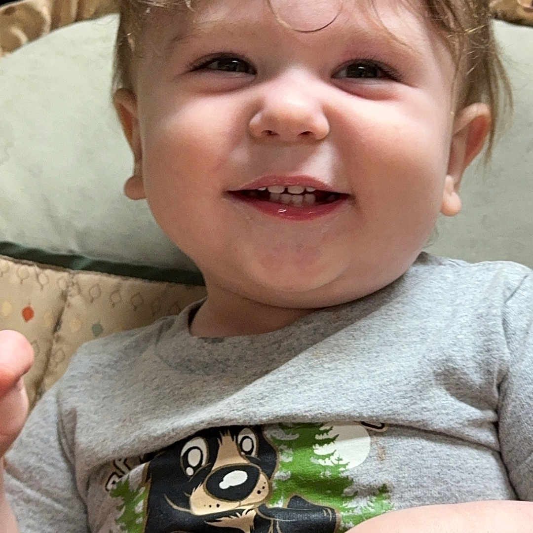 Samuel joined the competition — help win amazing prizes! baby, bodypart, clothing, couch, face, finger, furniture, hand, happy, head, herbal, laughing, mouth, pants, person, photography, portrait, smile, t_shirt, teeth