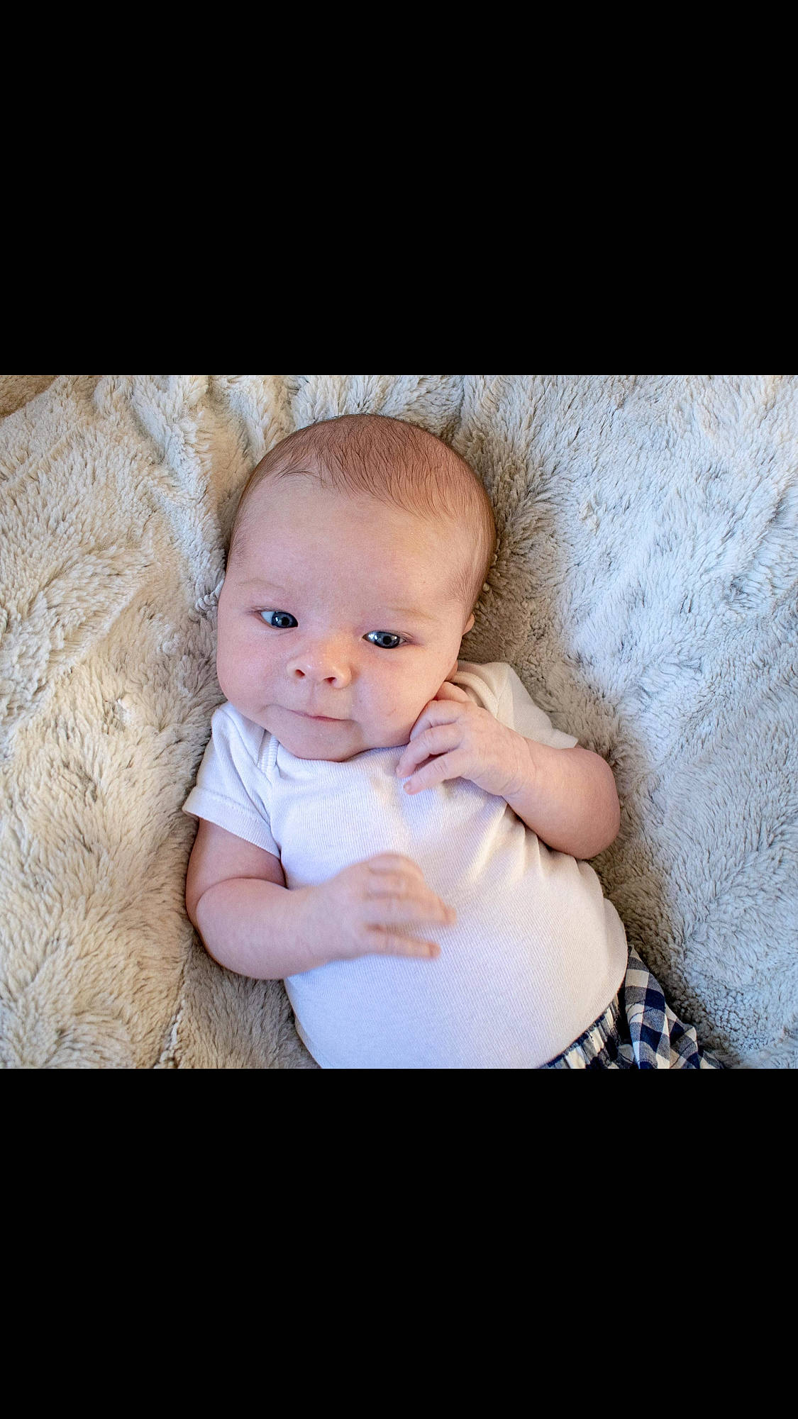 Jayce is registered to the contest to win money with this photo: baby, baby_toddler_clothing, cheek, child, collar, eye, eyelash, face, flash_photography, formal_wear, fur, happy, pattern, person, portrait, portrait_photography, sitting, sleeve, t_shirt, toddler