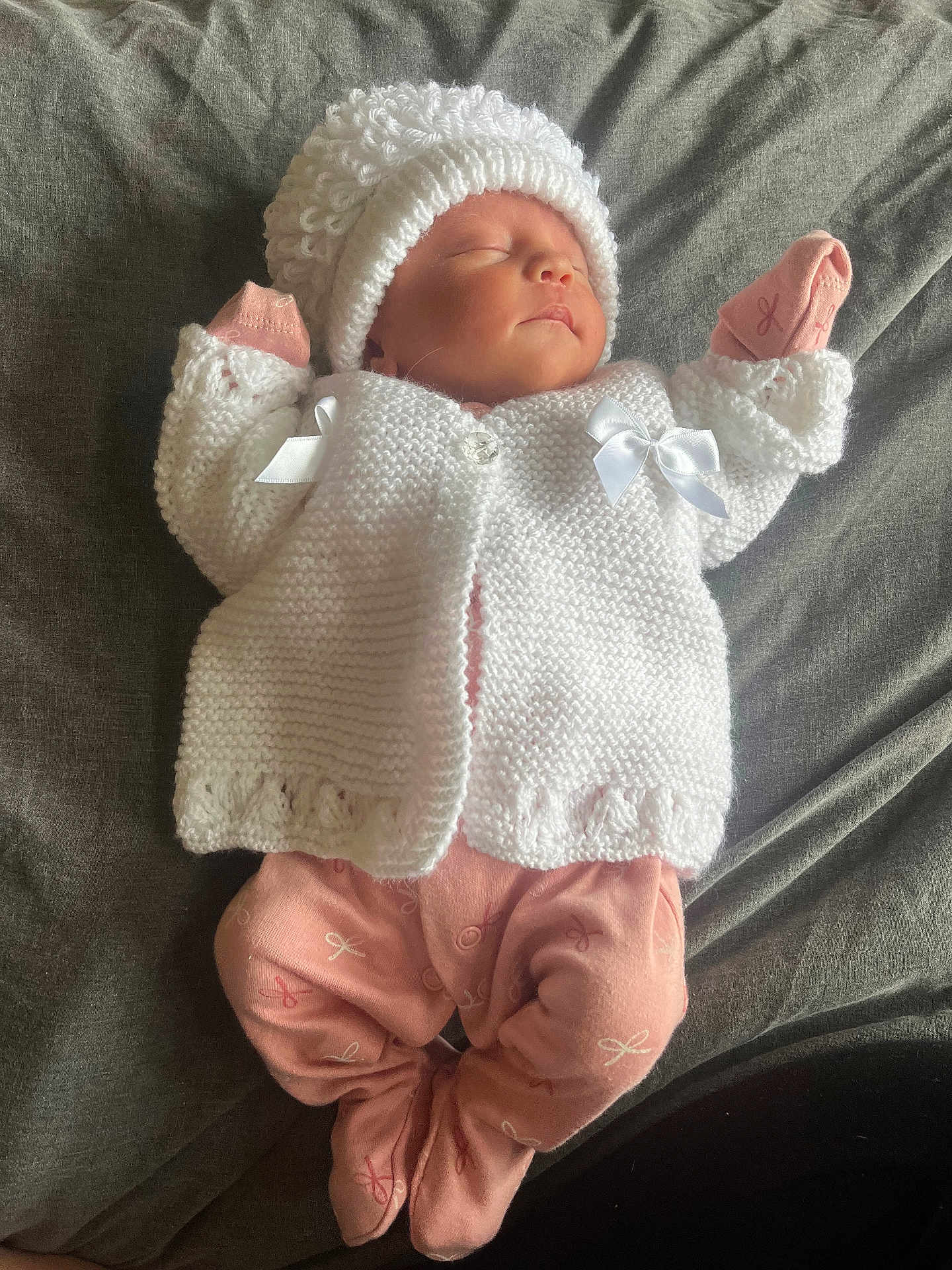 Azalea joined the competition — help win amazing prizes! baby, newborn, sleeping, knit_hat, knit_sweater, pink_pajamas, blanket, soft_texture, infant, cute, peaceful, clothing, child, sleep, portrait, indoors, warm, cozy, rest, adorable