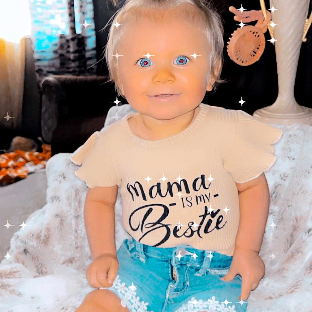 Henlee joined the competition — help win amazing prizes! baby, bathing, bathtub, clothing, couch, doll, face, furniture, hair, head, indoors, pants, person, photography, portrait, shorts, sitting, t_shirt, toy, tub