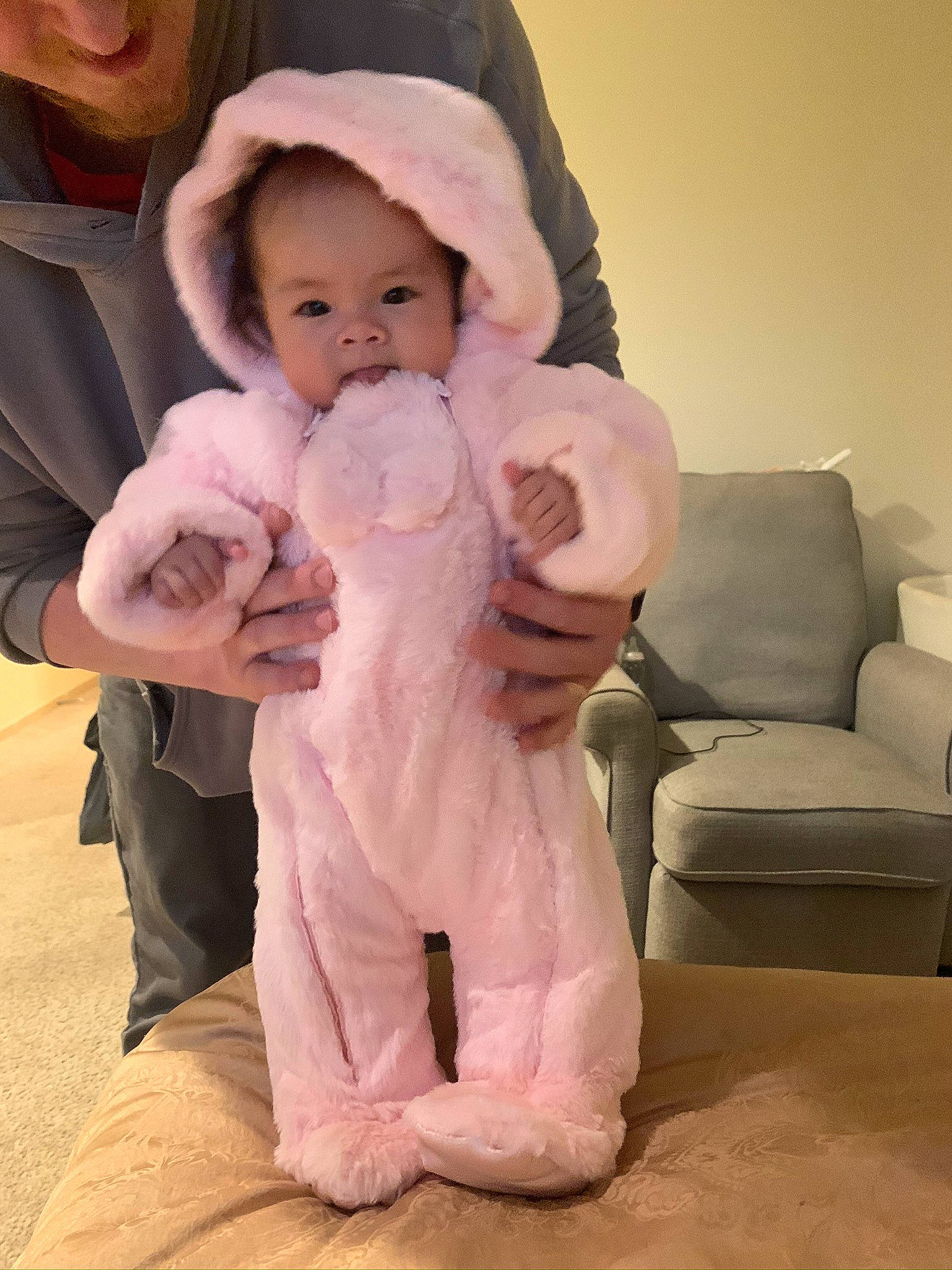 Maddy joined the competition — help win amazing prizes! baby, baby_products, baby_toddler_clothing, bonnet, cheek, club_chair, fedora, foot, human, living_room, love, peach, person, pink, stuffed_toy, sun_hat, teddy_bear