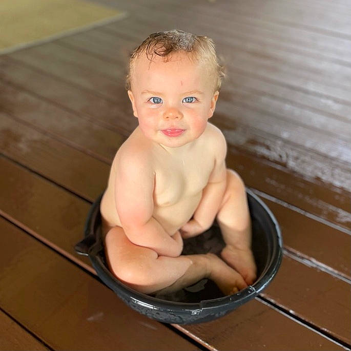 Greysen joined the competition — help win amazing prizes! baby, baby_bathing, bathing, cheek, chest, chin, eye, eyebrow, face, hair, happy, head, human_body, lip, mouth, nose, person, smile, stomach, toddler
