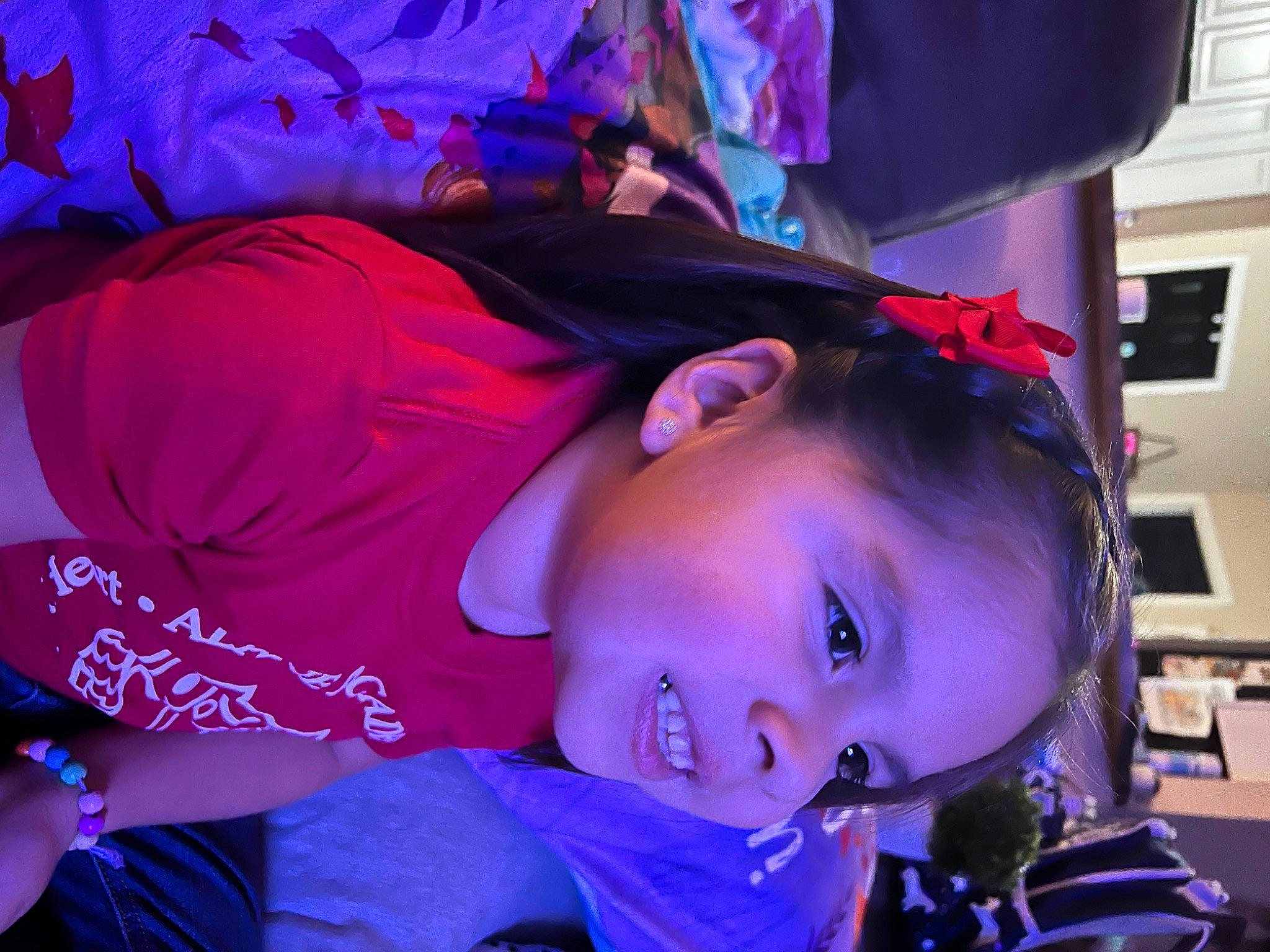 Anniston is registered to the contest to win money with this photo: audio_equipment, child, cool, ear, electric_blue, entertainment, event, eyewear, fun, leisure, magenta, mouth, music, performance, person, pink, purple, red, toddler, tree