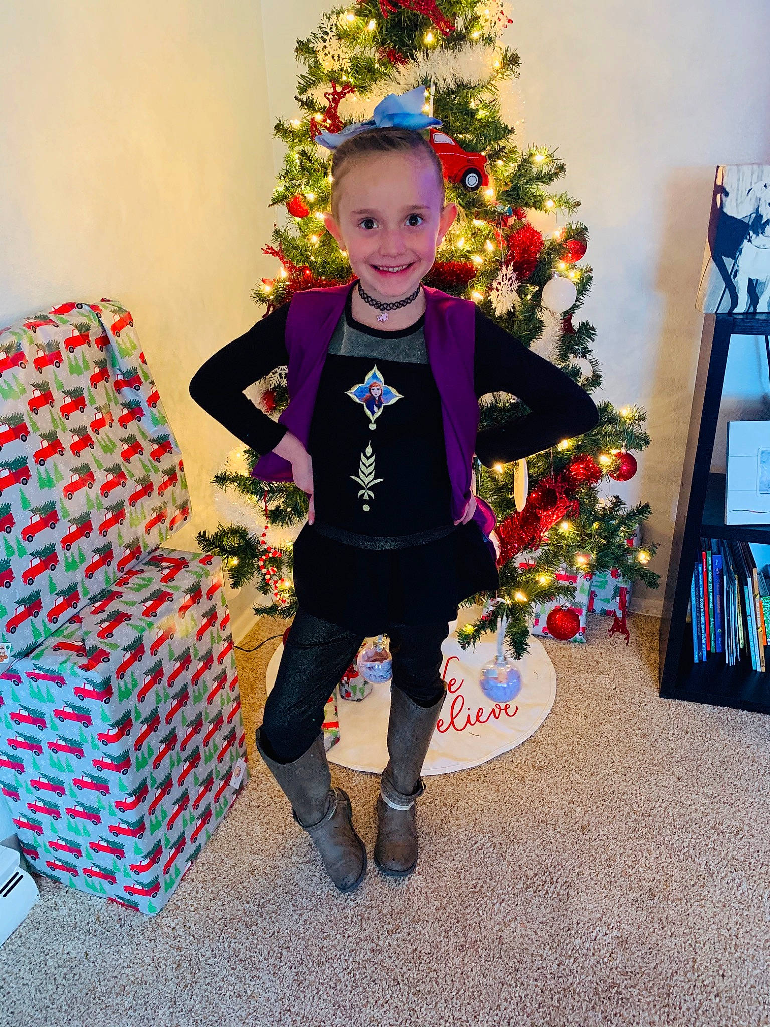 Faithlyn joined the competition — help win amazing prizes! child, christmas, christmas_decoration, christmas_eve, christmas_tree, costume, event, holiday, interior_design, joy, outerwear, person, plant, standing, toddler, tree