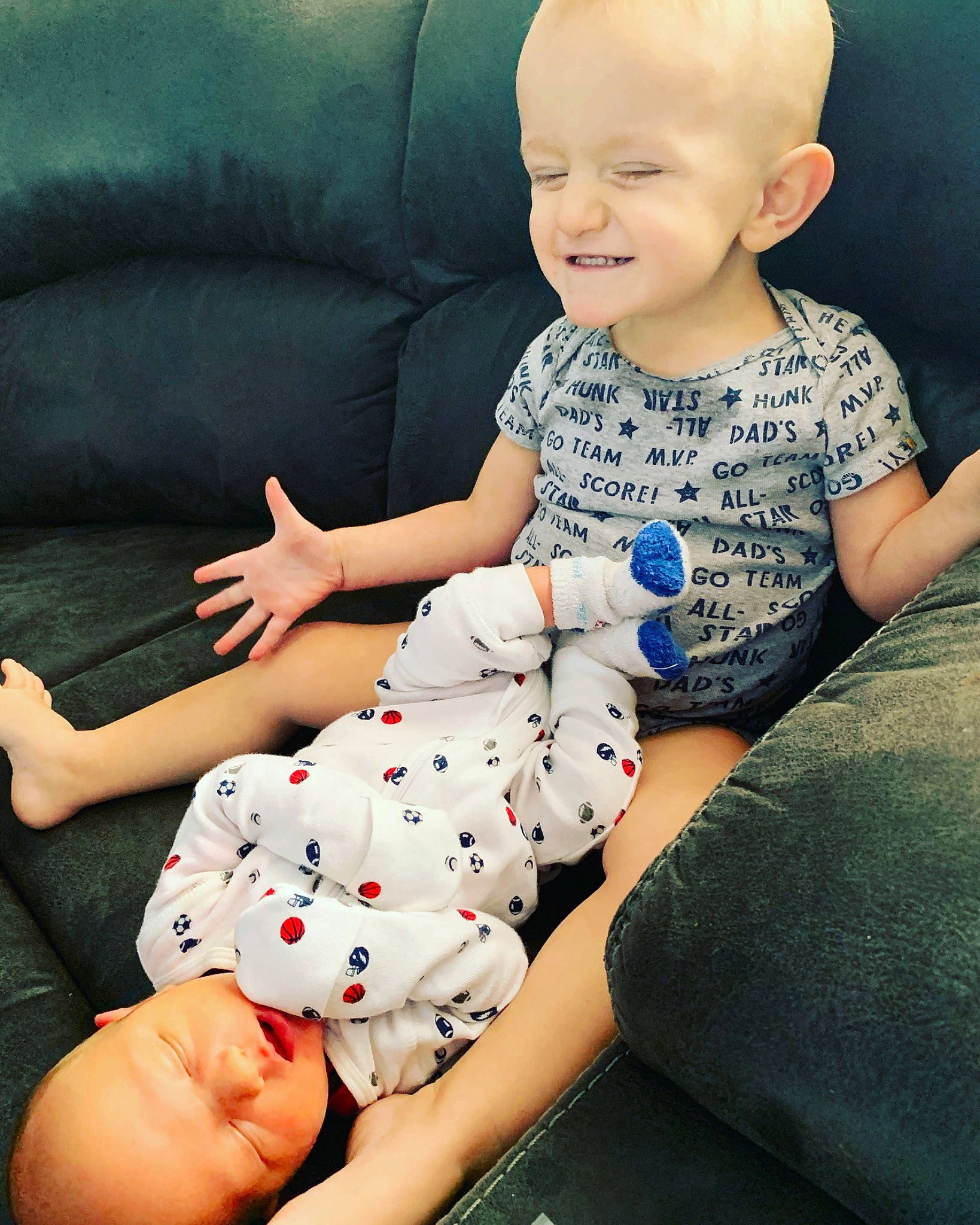 Karsyn joined the competition — help win amazing prizes! arm, baby, baby_toddler_clothing, child, cool, finger, gesture, hand, human_leg, joy, leg, nail, pattern, person, play, sitting, sleeve, thumb, toddler