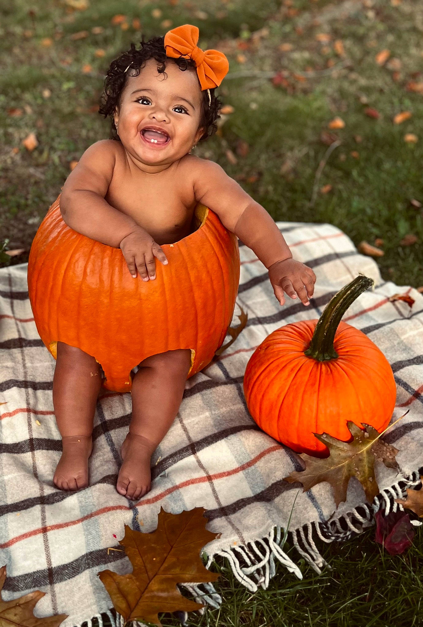 Maelynn is registered to the contest to win money with this photo: calabaza, cucurbita, dress, eye, facial_expression, fruit, gourd, grass, happy, head, natural_foods, orange, people_in_nature, person, plant, pumpkin, smile, squash, toddler, vegetable