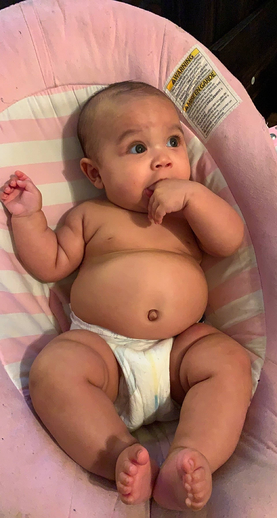 Neveah joined the competition — help win amazing prizes! baby, cheek, chest, chin, comfort, diaper, eye, finger, head, human_body, iris, joint, mouth, muscle, neck, nose, person, pink, skin, stomach