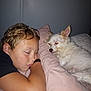 Luna is registered to the contest to win money with this photo: child, dog, sleeping, pillow, bedroom, cozy, blond_hair, pet, resting, indoor, blanket, cute, young, companion, fur, relaxation, human, friendship, calm, quiet