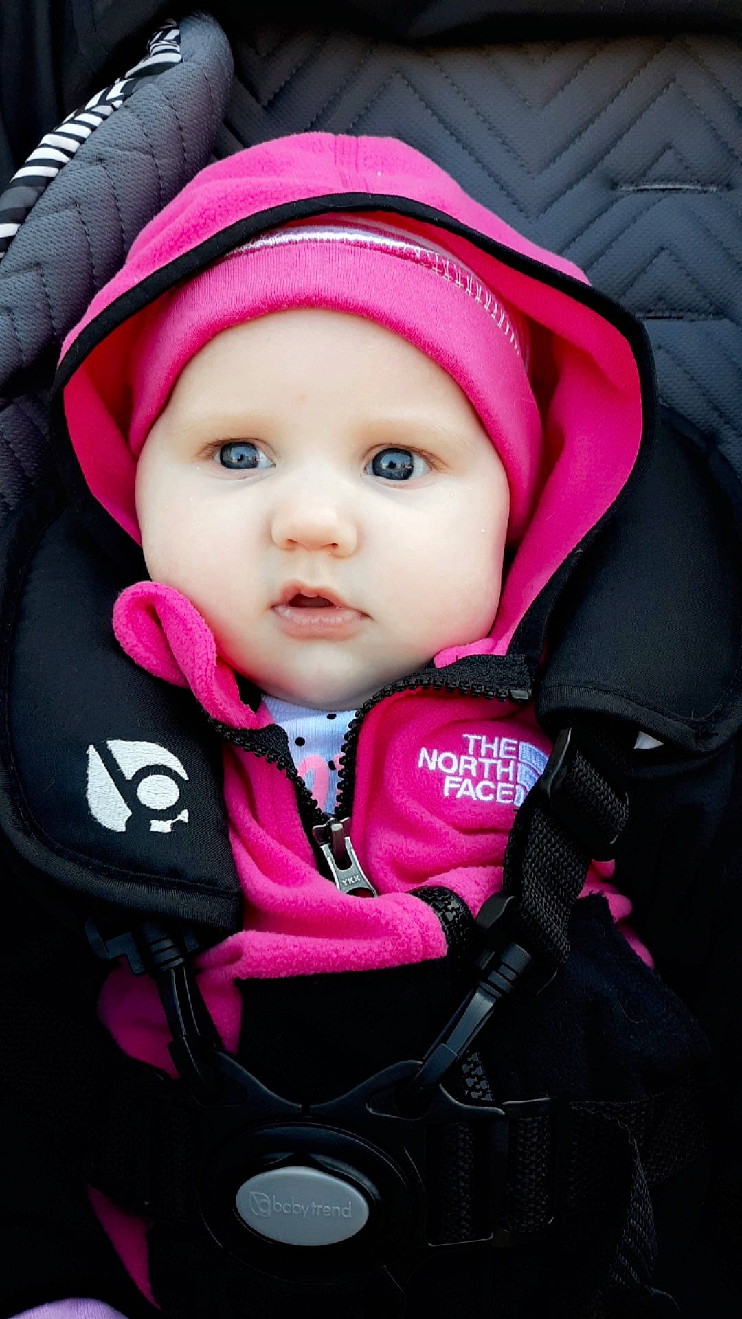 Lillian joined the competition — help win amazing prizes! baby, baby_carriage, baby_in_car_seat, baby_products, car_seat, cheek, child, eye, headwear, magenta, person, pink, product, toddler