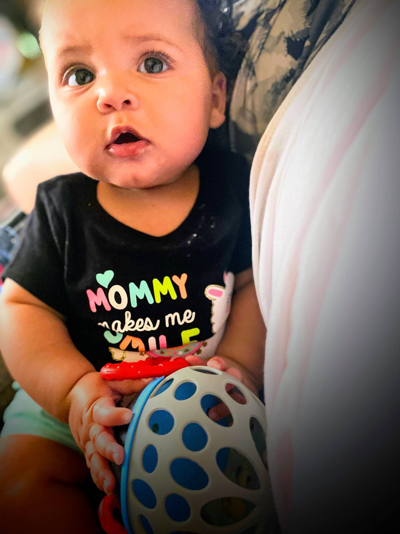 Cadence joined the competition — help win amazing prizes! baby, baby_toddler_clothing, cheek, child, cool, eyelash, finger, fun, happy, human_leg, iris, lip, nail, pattern, person, skin, sleeve, smile, surprise, t_shirt