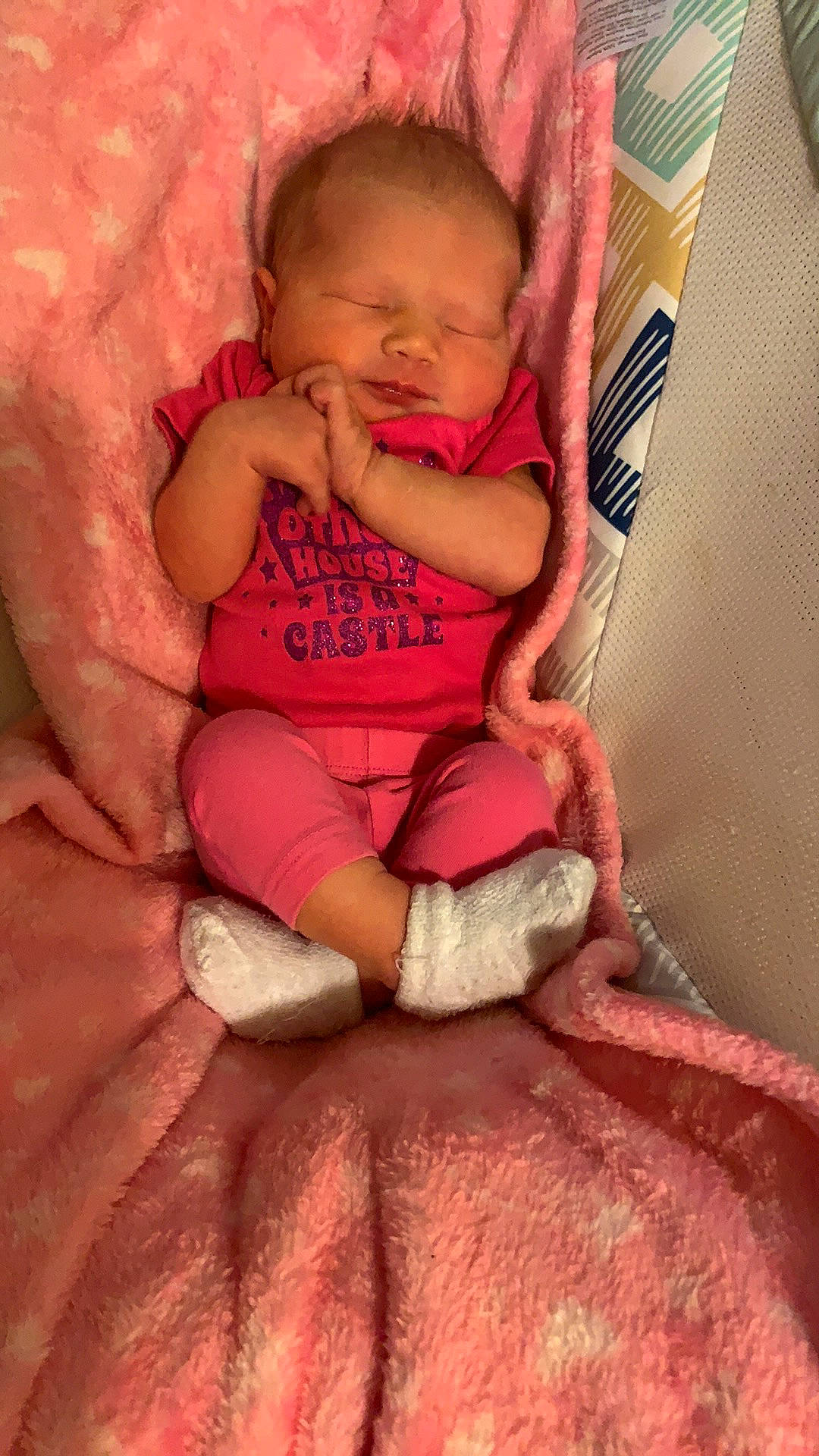 Miyah is registered to the contest to win money with this photo: baby, bedtime, cheek, child, finger, hand, mouth, person, pink, skin, textile, thumb, toddler