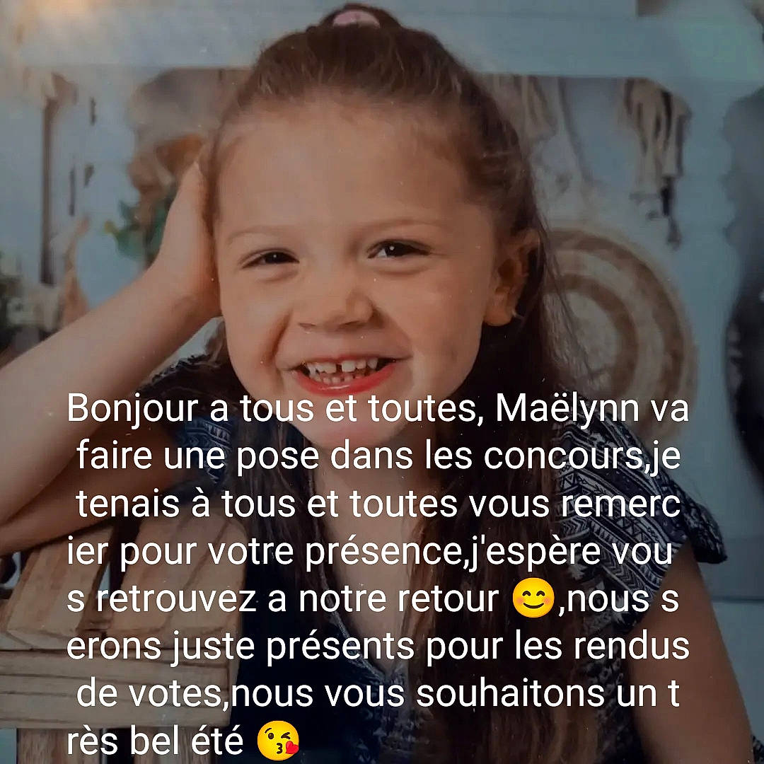 Maëlynn a rejoint le concours — aidez-le/la à gagner de superbes lots ! arm, child, chin, cloud, cool, eyebrow, face, facial_expression, font, forehead, fun, hair, hairstyle, happy, joy, news, person, photo_caption, plant, sky