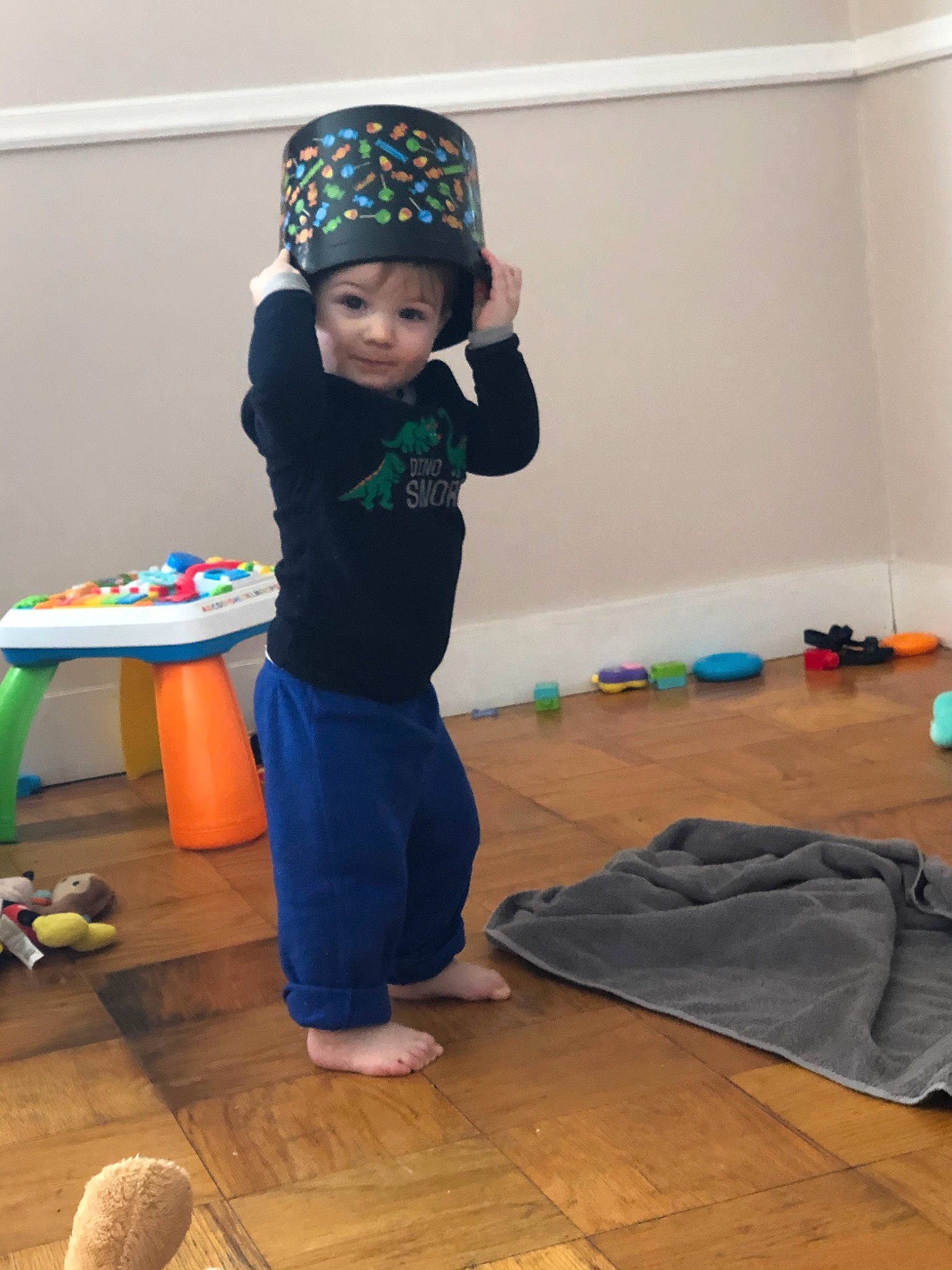 Eli joined the competition — help win amazing prizes! child, floor, flooring, hat, headgear, headwear, person, play, standing, toddler
