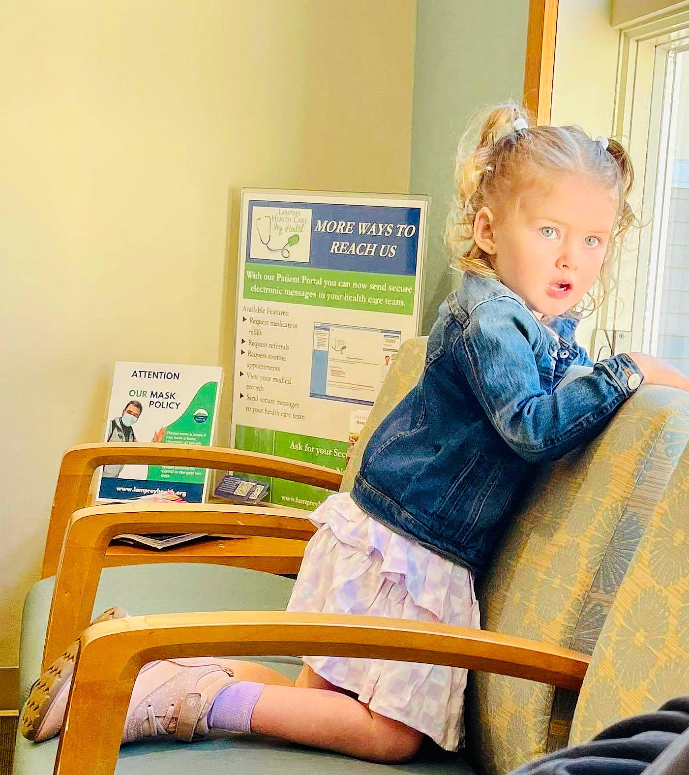 Xoey joined the competition — help win amazing prizes! chair, child, comfort, denim, electric_blue, human_leg, knee, leisure, person, reading, room, sitting, sleeve, surprise, table, thigh, toddler