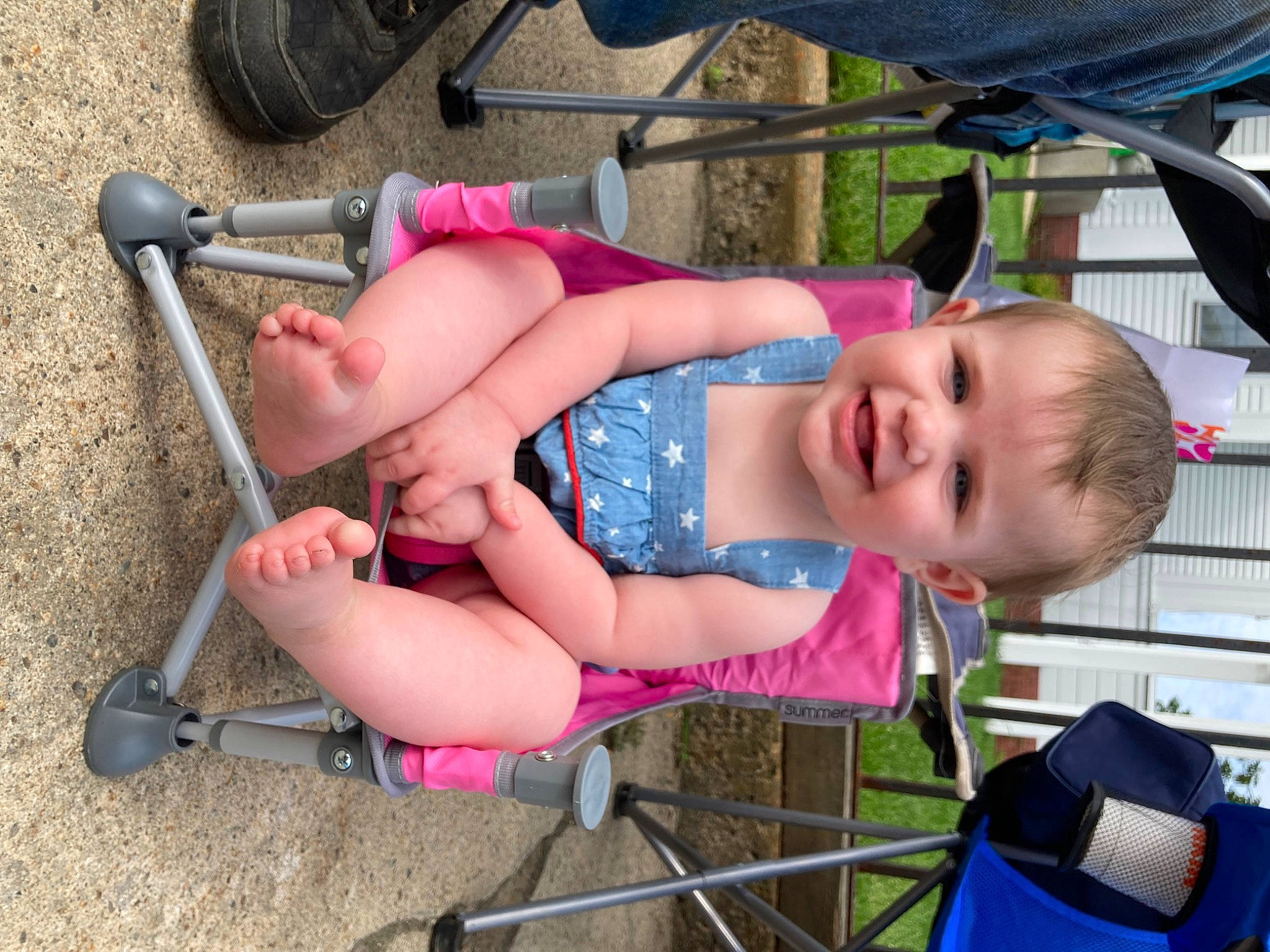 Lilliana joined the competition — help win amazing prizes! automotive_tire, baby, baby_carriage, baby_products, chair, fun, human_leg, joy, leg, leisure, person, pink, product, recreation, shorts, smile, sneakers, thigh, tire, toddler