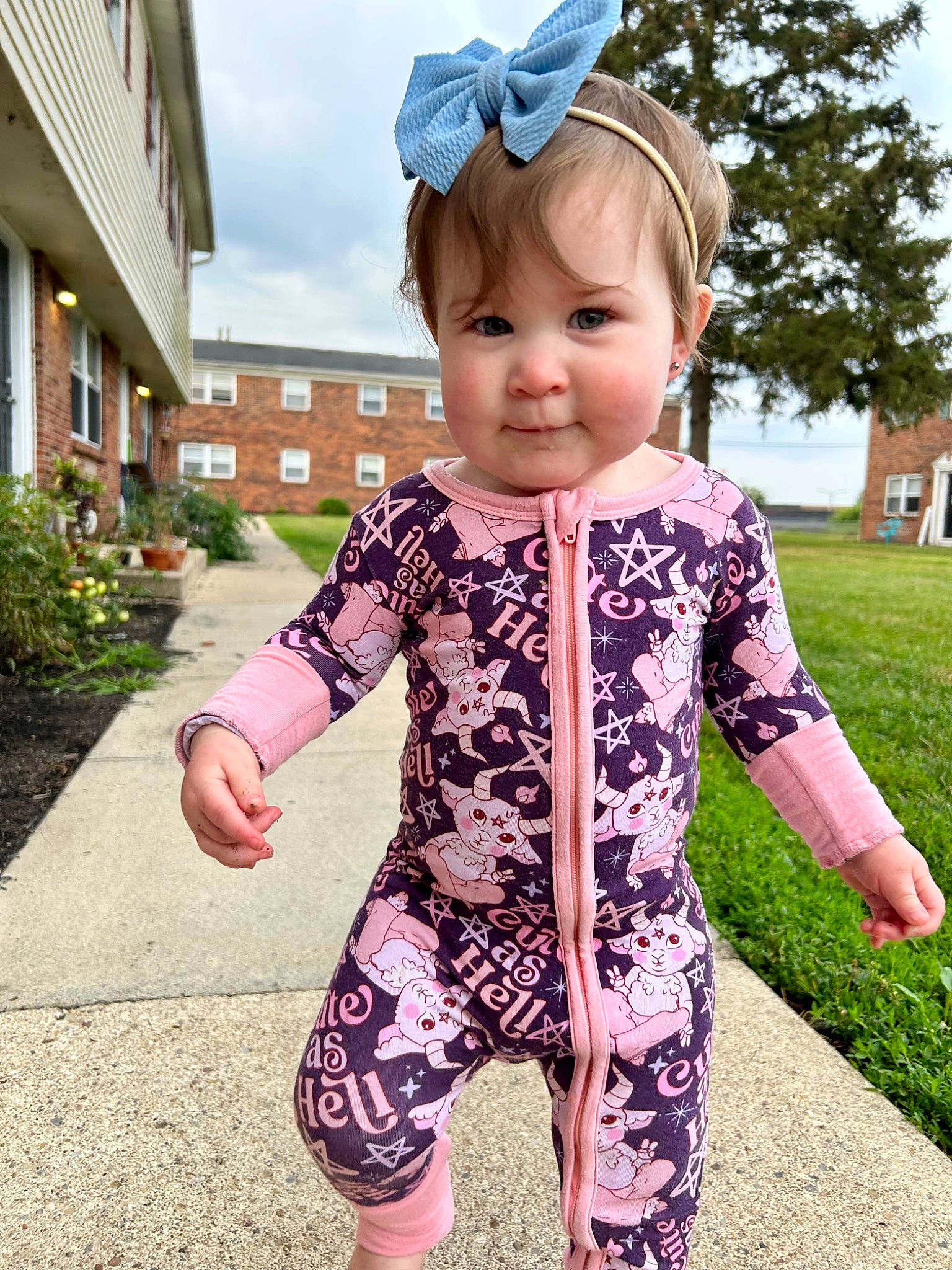 Salem joined the competition — help win amazing prizes! baby, baby_toddler_clothing, cap, cool, finger, grass, happy, hat, magenta, pattern, people_in_nature, person, pink, plant, sky, sleeve, smile, summer, toddler, white