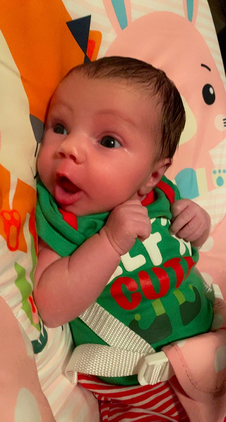 Ellie joined the competition — help win amazing prizes! baby, baby_products, baby_toddler_clothing, cheek, child, christmas, event, facial_expression, fictional_character, finger, fun, hand, happy, head, pattern, person, skin, sleeve, surprise, textile