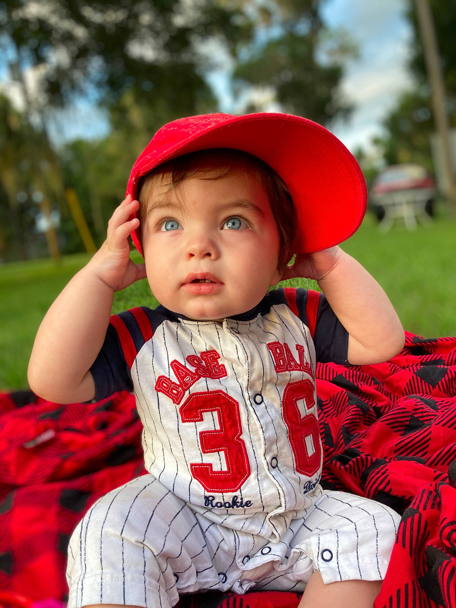 Jaxton joined the competition — help win amazing prizes! baby_toddler_clothing, cap, child, eye, flash_photography, fun, grass, happy, hat, leaf, lip, people_in_nature, person, pink, plant, red, skin, sleeve, summer, toddler