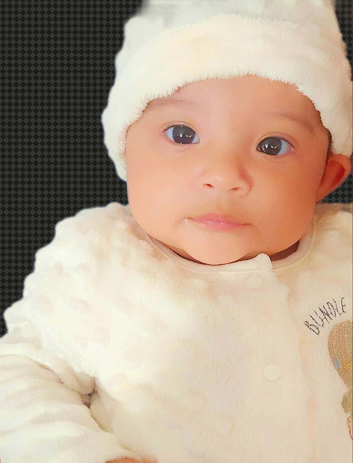 Sabrinna Toledo joined the competition — help win amazing prizes! baby, infant, face, hat, white_clothing, cute, portrait, child, young, soft_texture, warm, apparel, closeup, eyes, skin, expression, headwear, adorable, person, fashion