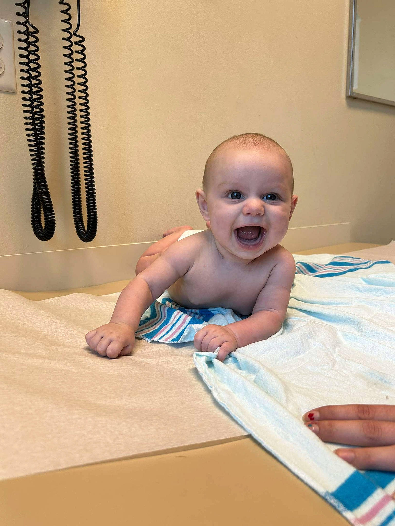 Riley joined the competition — help win amazing prizes! baby, baby_laughing, baby_toddler_clothing, barechested, bathing, chest, child, comfort, event, flooring, fun, happy, leisure, linens, person, room, sitting, smile, thumb, toddler