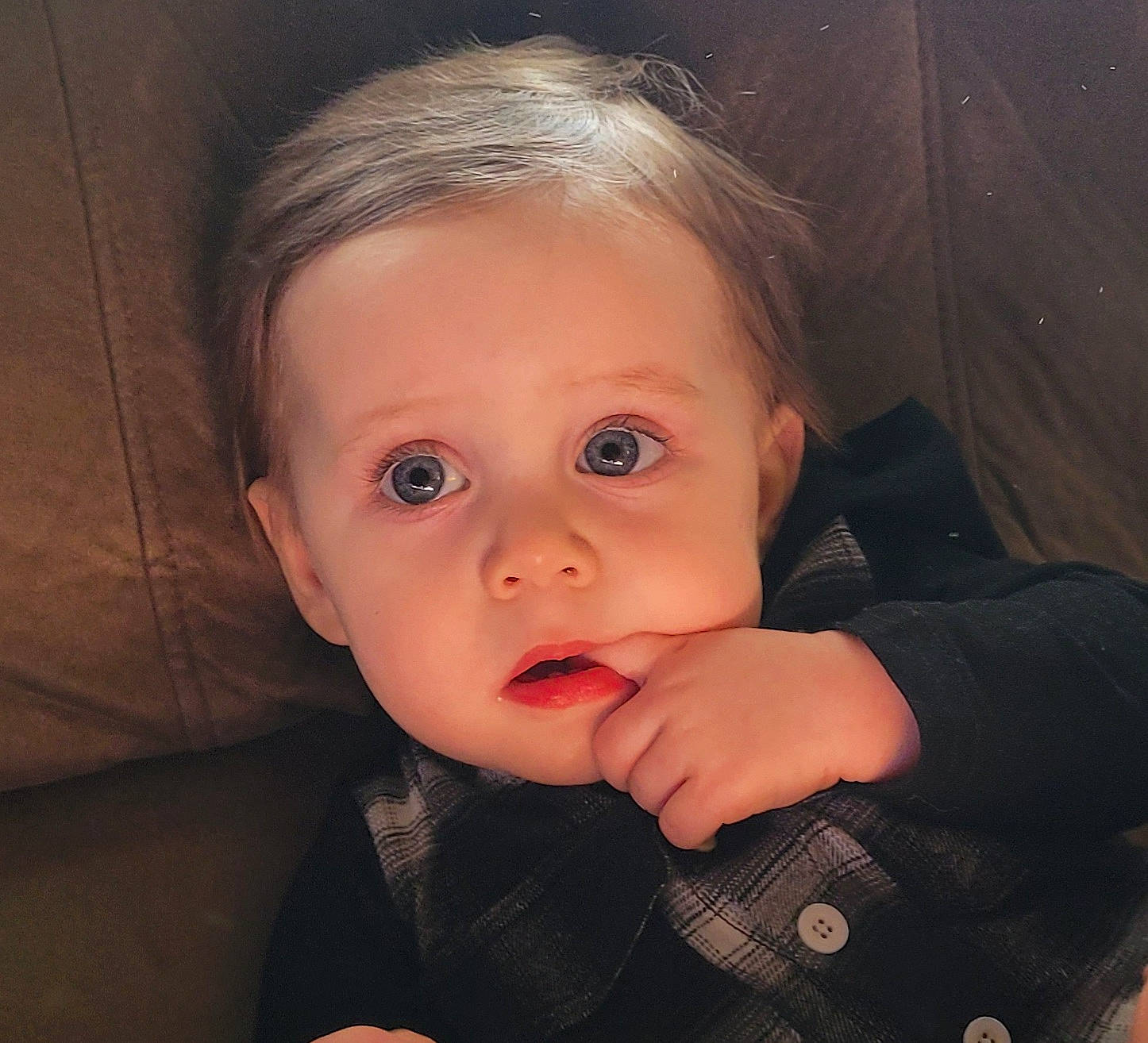 Colson joined the competition — help win amazing prizes! arm, baby, baby_toddler_clothing, cheek, comfort, ear, eyebrow, eyelash, finger, flash_photography, gesture, happy, iris, lip, nose, person, skin, sleeve, thumb, tie