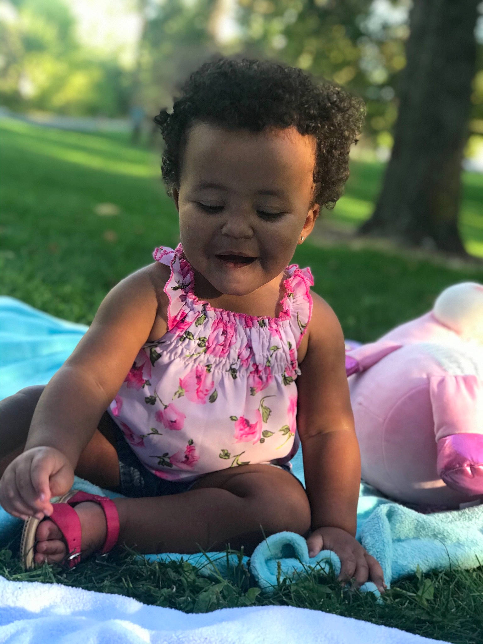 Kaliya joined the competition — help win amazing prizes! adaptation, child, fun, grass, happy, leisure, person, pink, play, recreation, sitting, smile, summer, toddler, vacation