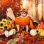 baby, pumpkin, autumn, fall, leaves, sunflowers, forest, orange_bow, milestone, cute, child, seasonal, nature, holiday, decor, sitting, outdoor, harvest, cute_baby, celebration
