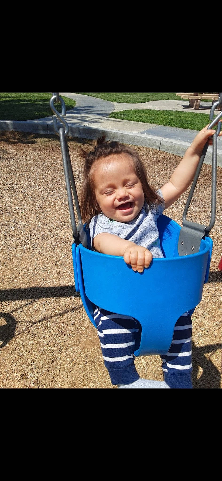 Maximiliano joined the competition — help win amazing prizes! baby, baby_toddler_clothing, child, city, electric_blue, eye, fun, grass, hair, happy, head, joy, leisure, people_in_nature, person, plant, playground, recreation, smile, swing