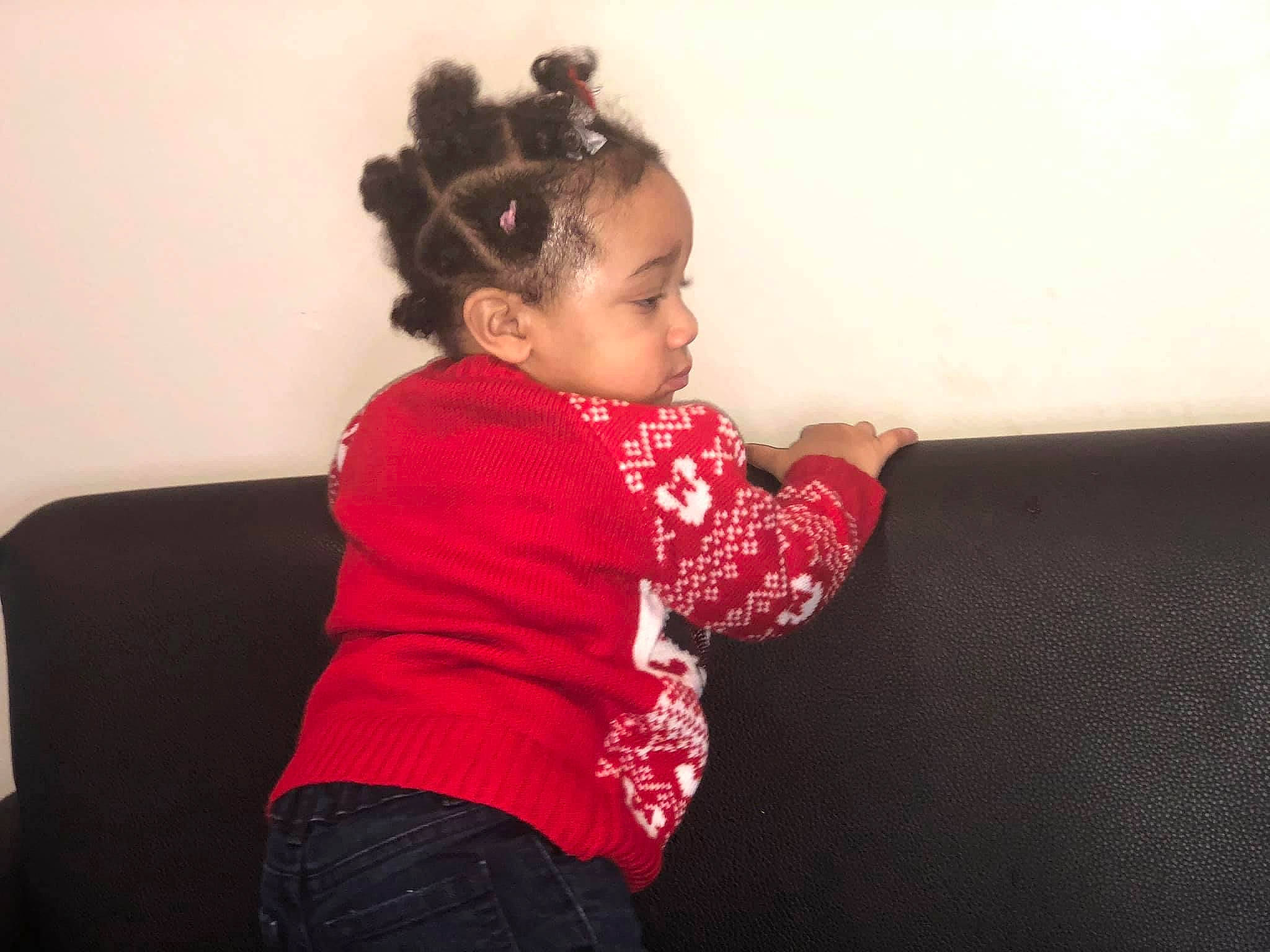 Amoura joined the competition — help win amazing prizes! baby_toddler_clothing, black_hair, child, comfort, elbow, flash_photography, fun, hair, happy, human_leg, lip, magenta, neck, pattern, person, shoulder, sitting, sleeve, thigh, toddler