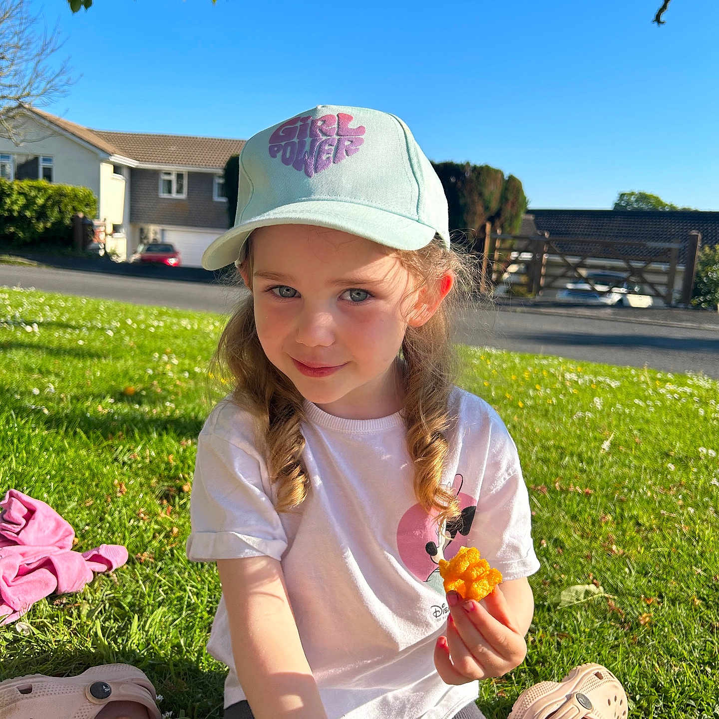 Emily joined the competition — help win amazing prizes! architecture, baseballcap, building, cap, clothing, face, footwear, grass, hat, head, nature, outdoors, park, person, photography, plant, portrait, shelter, shoe, summer