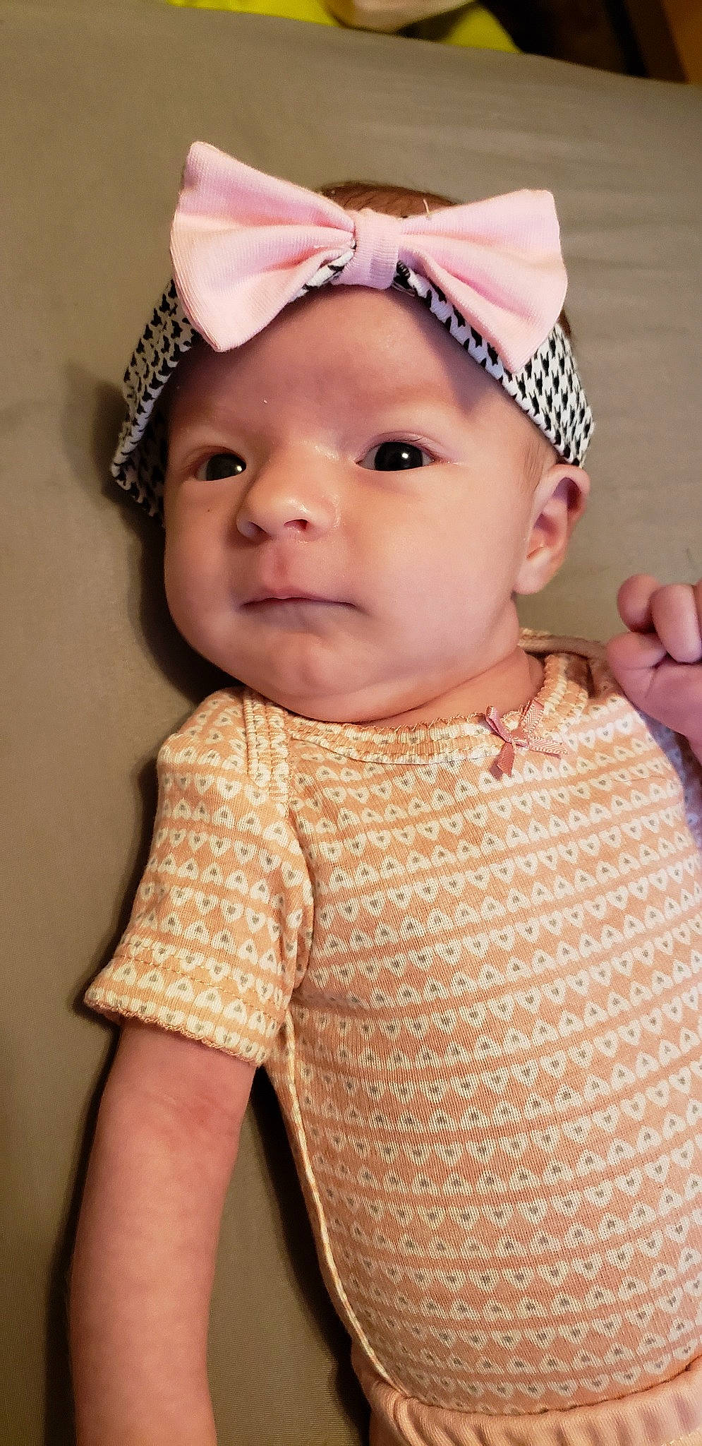 Kari joined the competition — help win amazing prizes! baby, baby_toddler_clothing, cheek, child, child_model, clothing, fashion_accessory, hair_accessory, headband, headgear, headpiece, headwear, person, pink, skin, sleeve, toddler