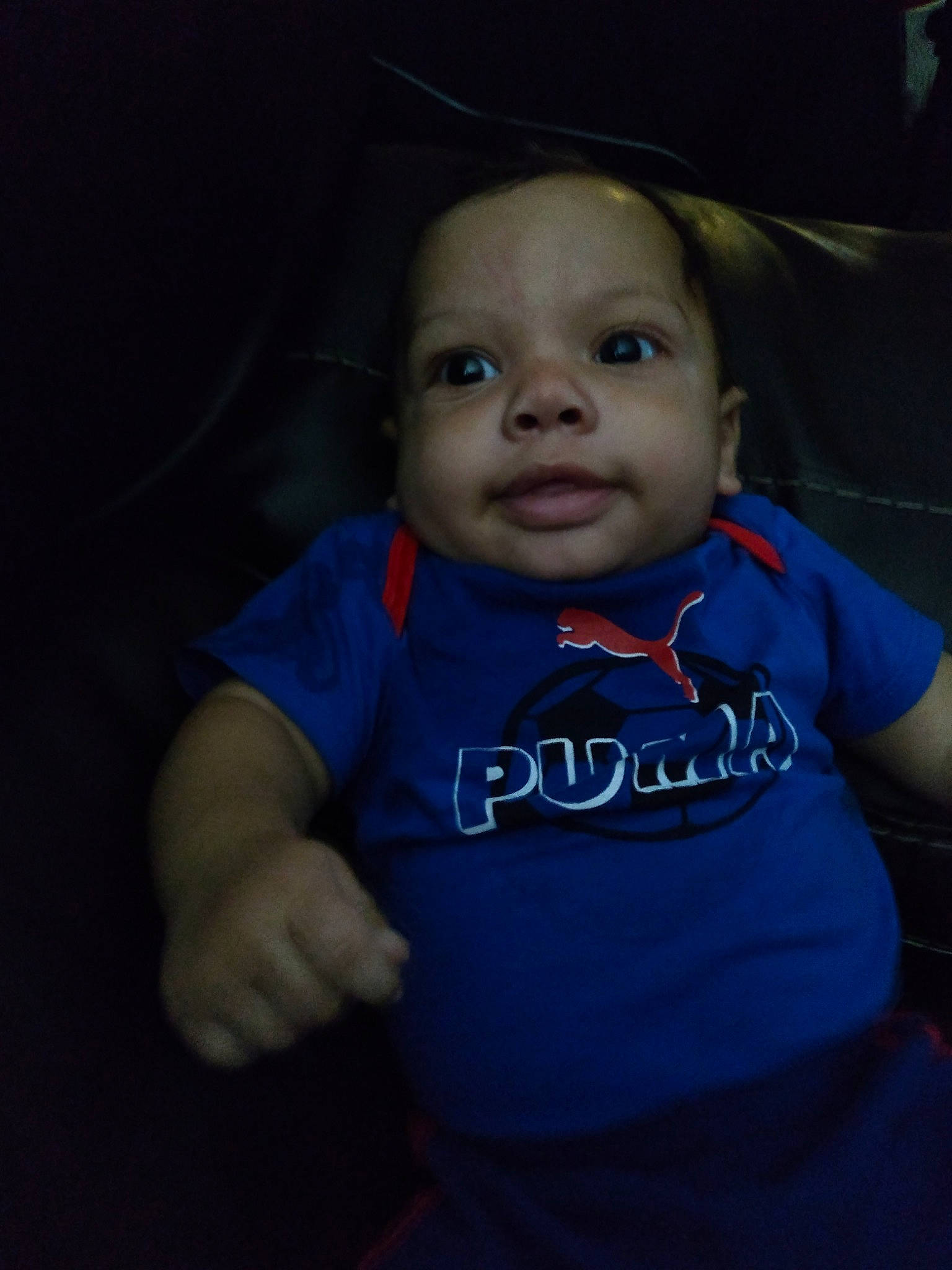 Trévon is registered to the contest to win money with this photo: baby, blue, cheek, child, chin, cool, eye, face, fun, head, male, night, nose, people, person, skin, sky, smile, space, t_shirt