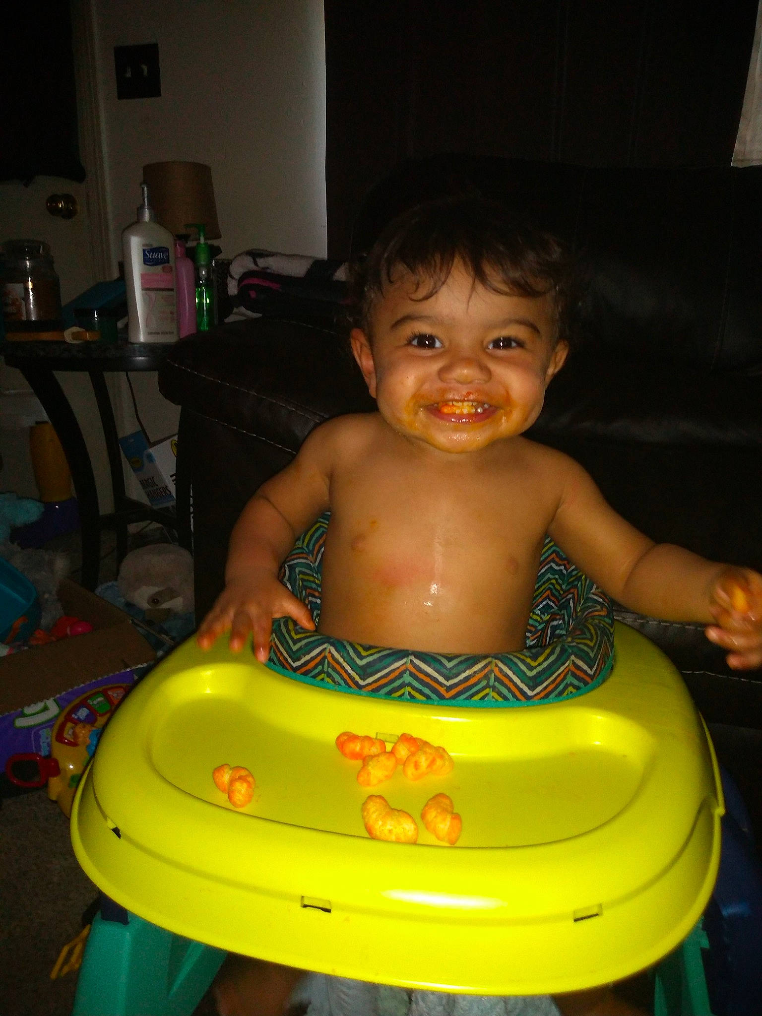 Tommie Jr is registered to the contest to win money with this photo: baby, bathing, child, fun, joy, person, play, product, sitting, smile, toddler, toy