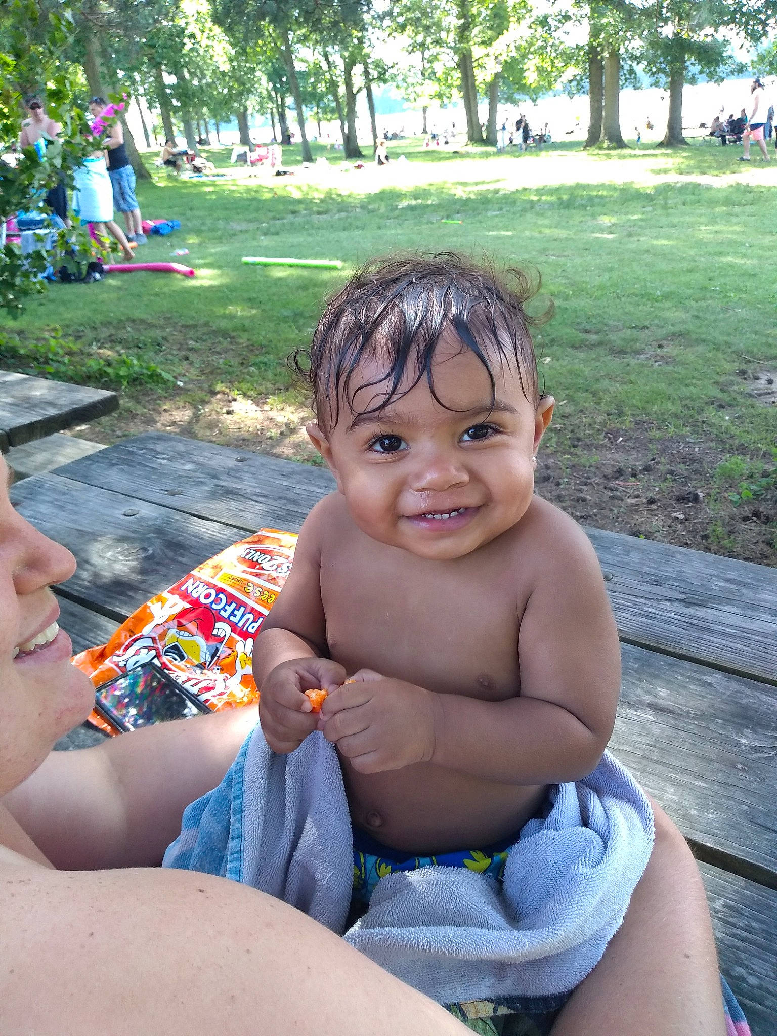 Tommie Jr is registered to the contest to win money with this photo: baby, child, headwear, joy, person, play, recreation, sitting, smile, summer, toddler, vacation