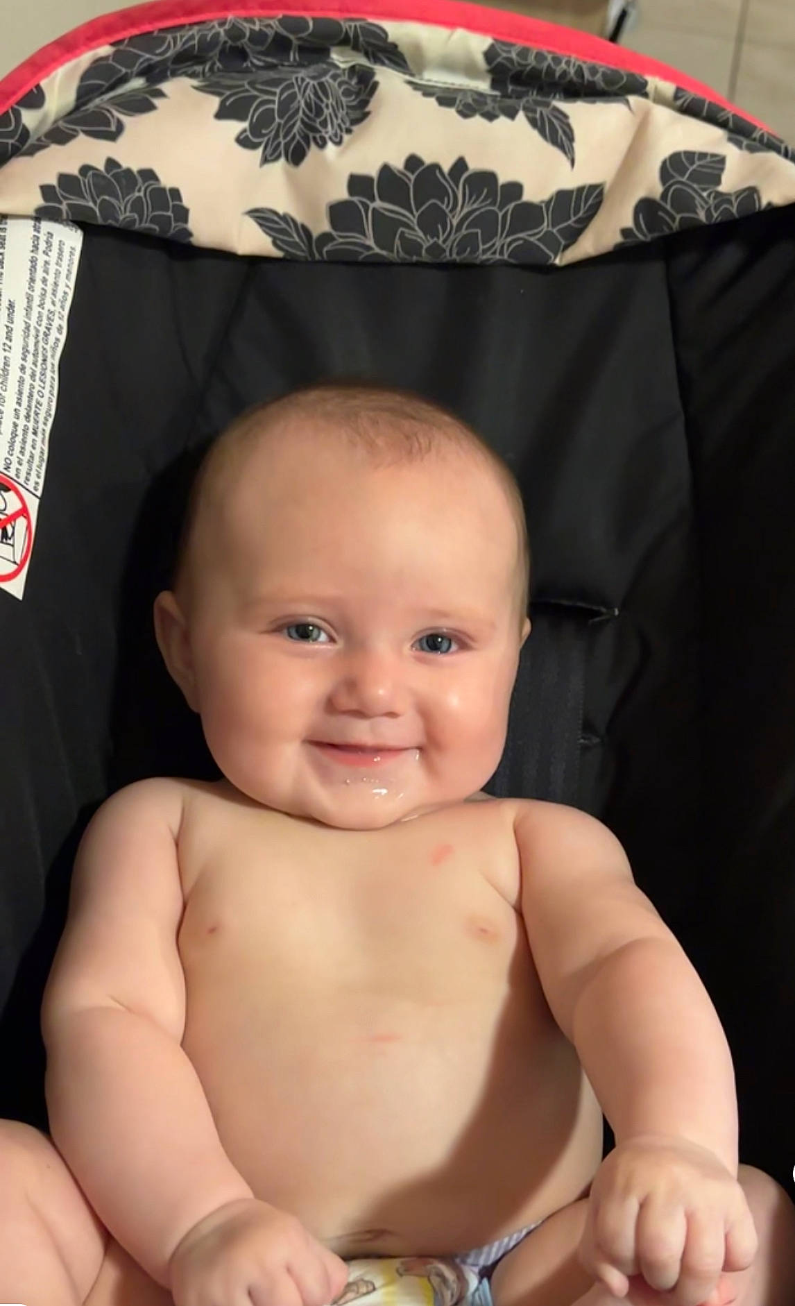 Emery is registered to the contest to win money with this photo: arm, baby, black, cheek, chest, child, eye, eyebrow, eyelash, finger, happy, joy, lip, person, skin, sleeve, smile, stomach, thumb, toddler