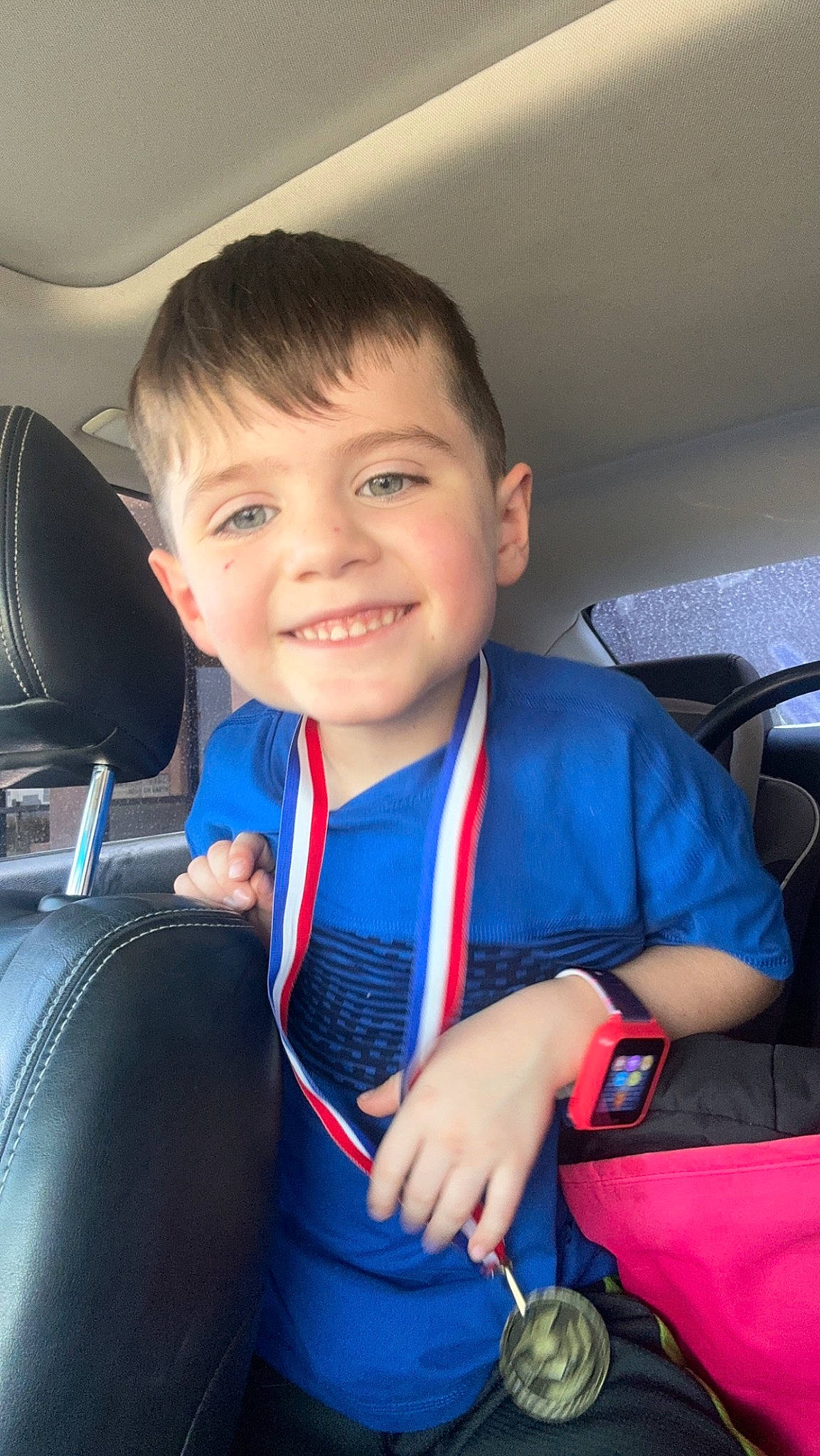 Brayden joined the competition — help win amazing prizes! auto_part, automotive_design, car_seat, car_seat_cover, child, electric_blue, family_car, fun, glove, head_restraint, joy, motor_vehicle, person, personal_protective_equipment, seat_belt, sitting, smile, steering_wheel, thumb, toddler