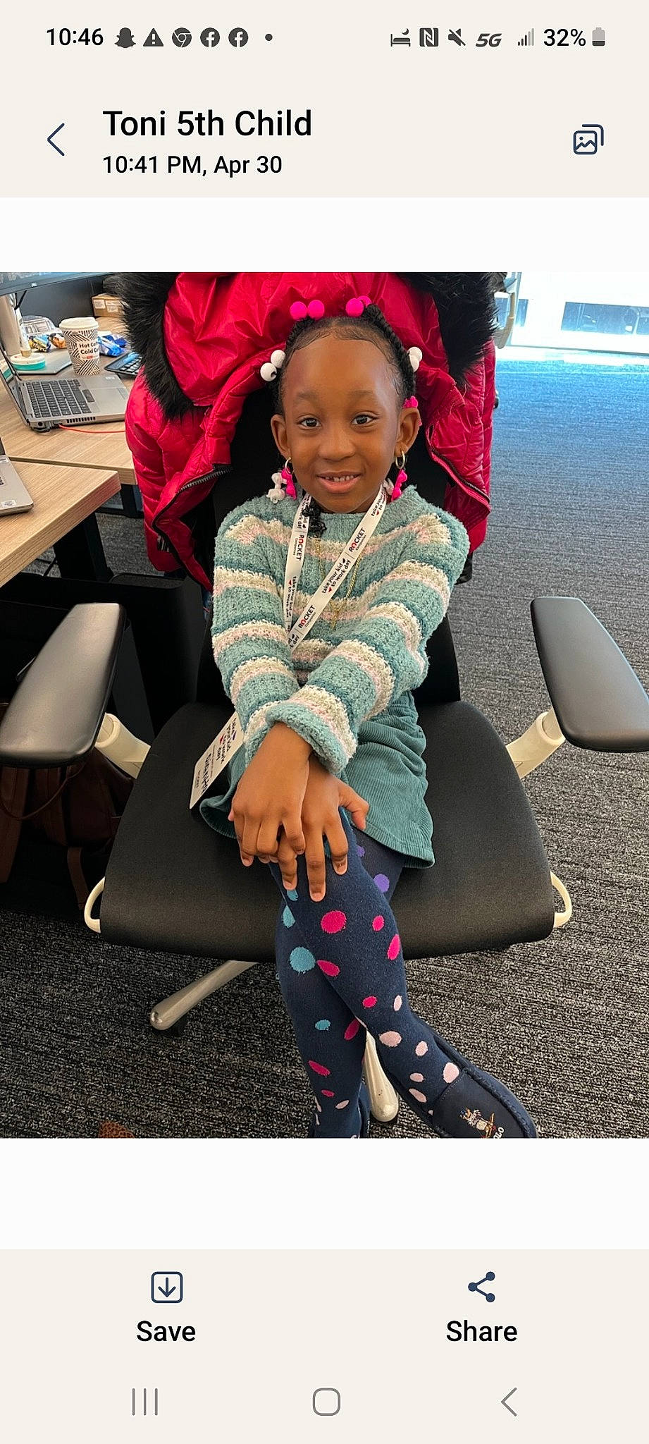 Rian joined the competition — help win amazing prizes! child, eyewear, fashion_accessory, happy, human_leg, jewellery, joint, joy, knee, leggings, leisure, magenta, pattern, person, pink, recreation, sitting, sleeve, smile, table