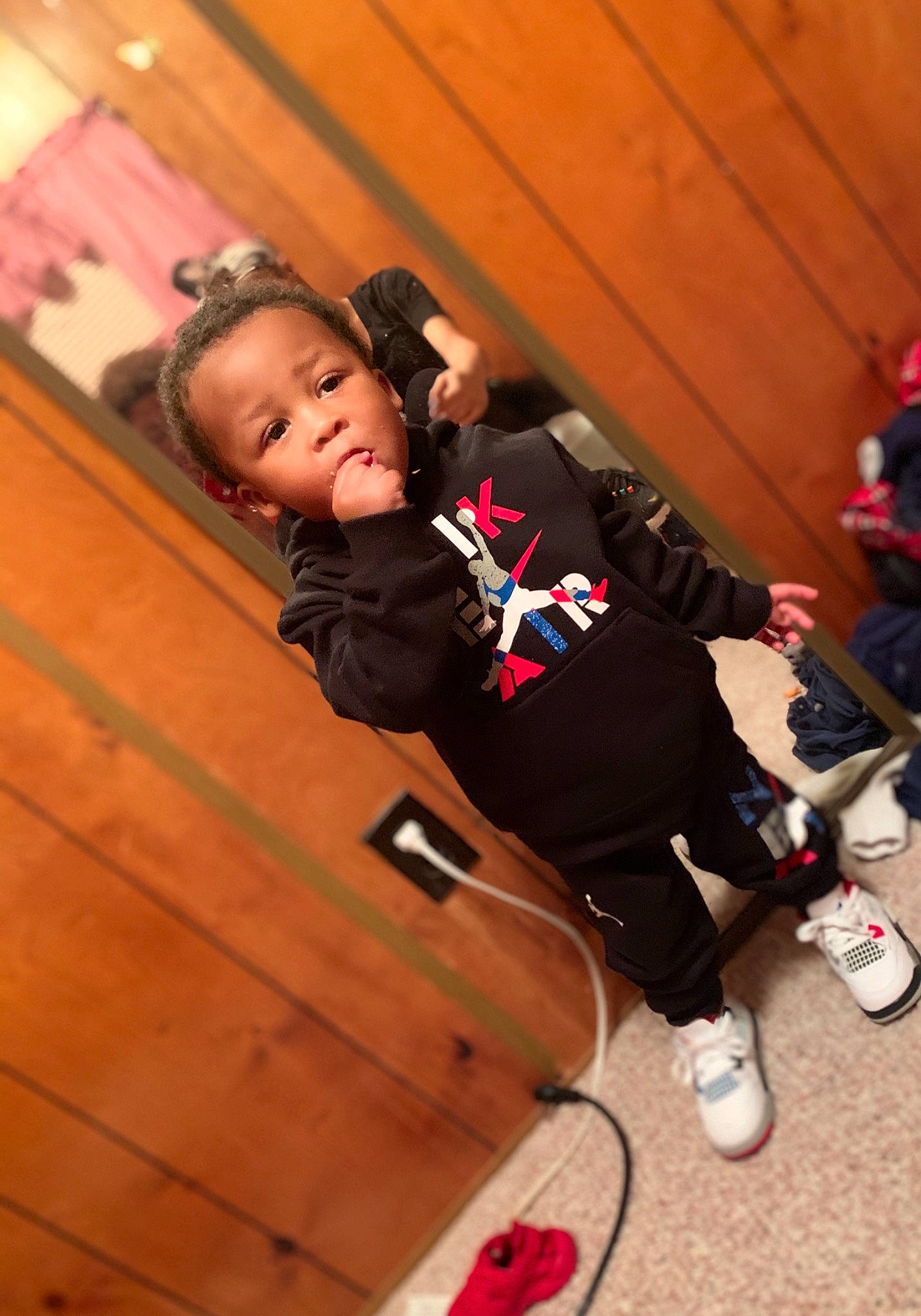 Amarion is registered to the contest to win money with this photo: child, footwear, person, recreation