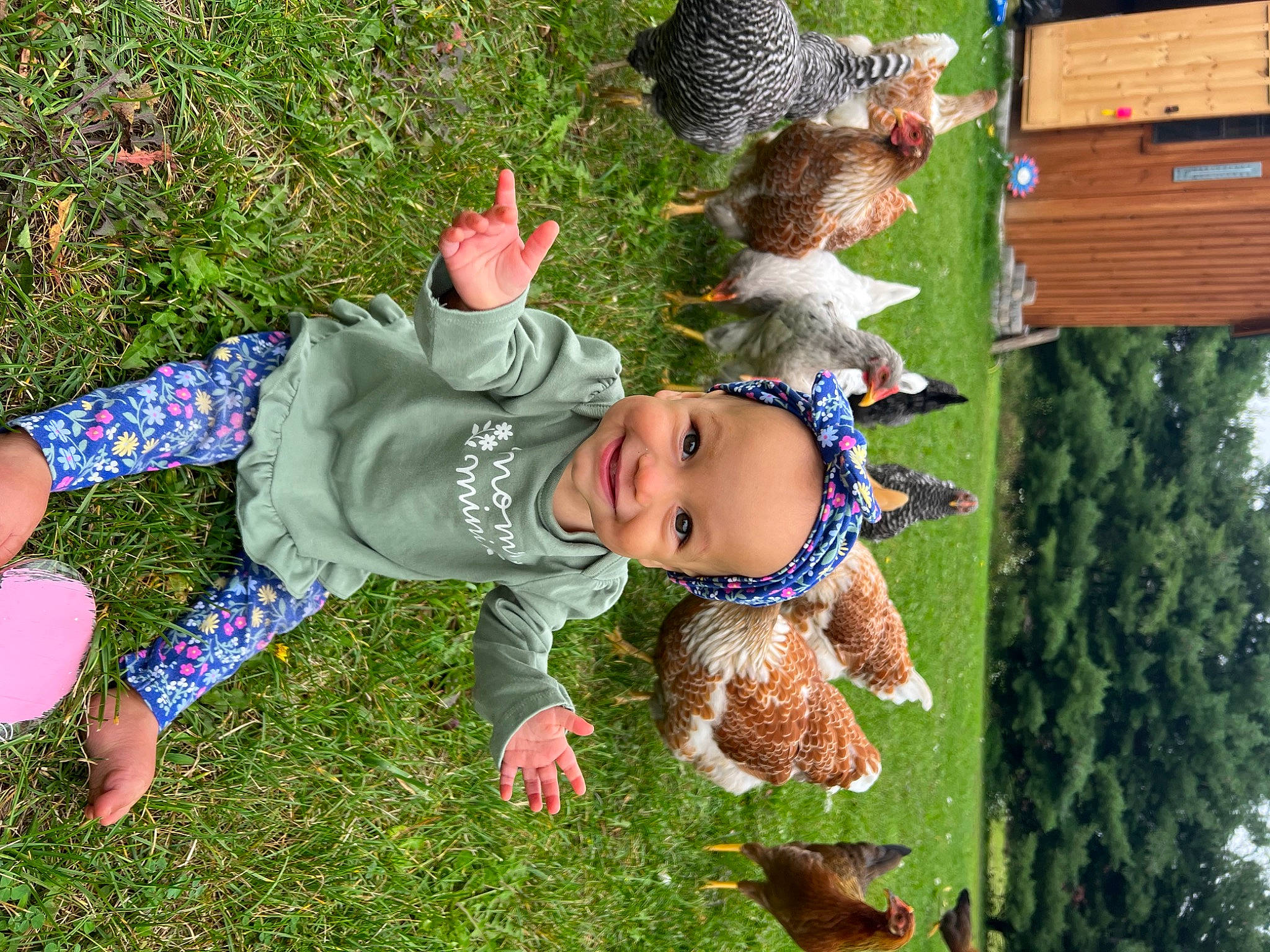 Liliana is registered to the contest to win money with this photo: baby, baby_toddler_clothing, botany, fun, garden, grass, green, happy, hat, joy, lawn, leaf, leisure, mammal, people_in_nature, person, plant, recreation, smile, toddler