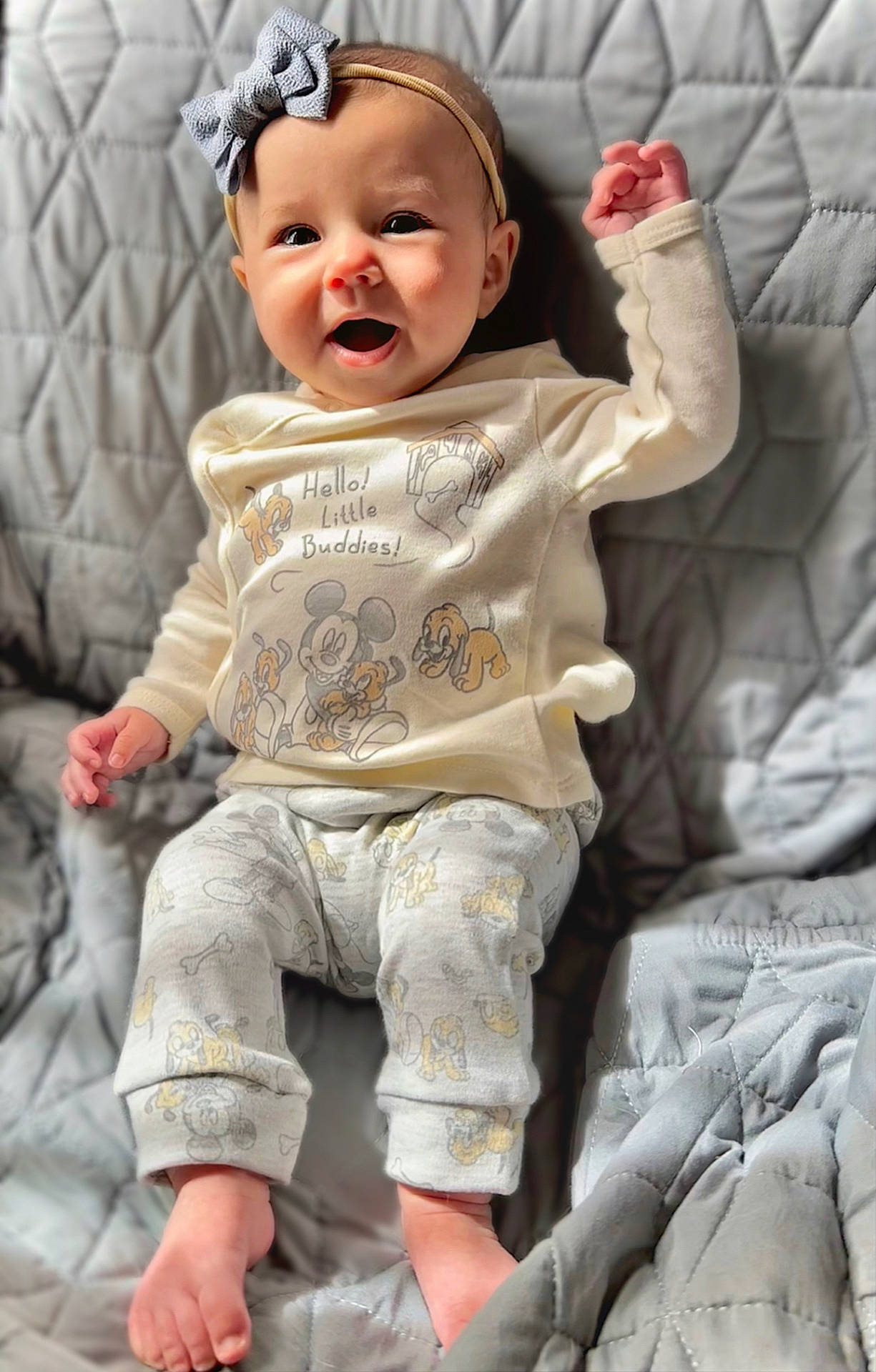 Jocelyn joined the competition — help win amazing prizes! baby, babylaughing, bodypart, clothing, couch, face, finger, furniture, hand, happy, head, jeans, newborn, pants, person, photography, portrait, shorts, sitting, yawning