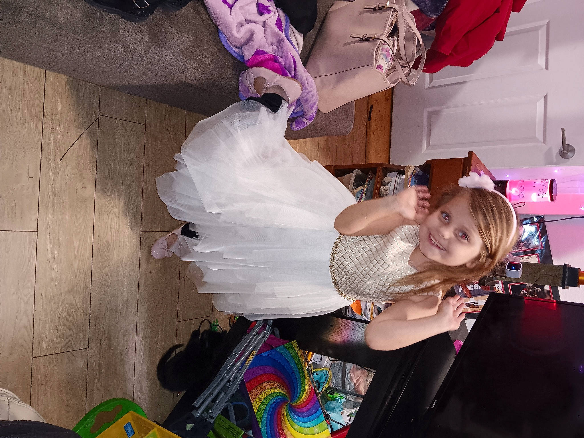 Addilynn joined the competition — help win amazing prizes! child, costume, event, fashion_design, fun, hairstyle, joy, magenta, person, pink, purple, room