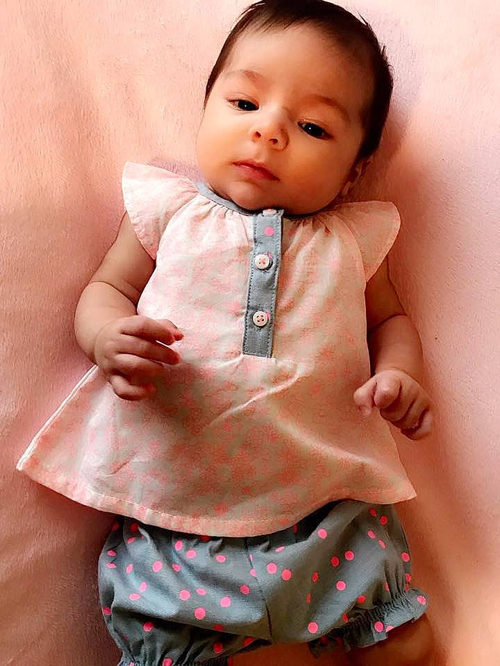 Arabella joined the competition — help win amazing prizes! cheek, child, girl, infant, peach, person, pink, product, sleeve, toddler