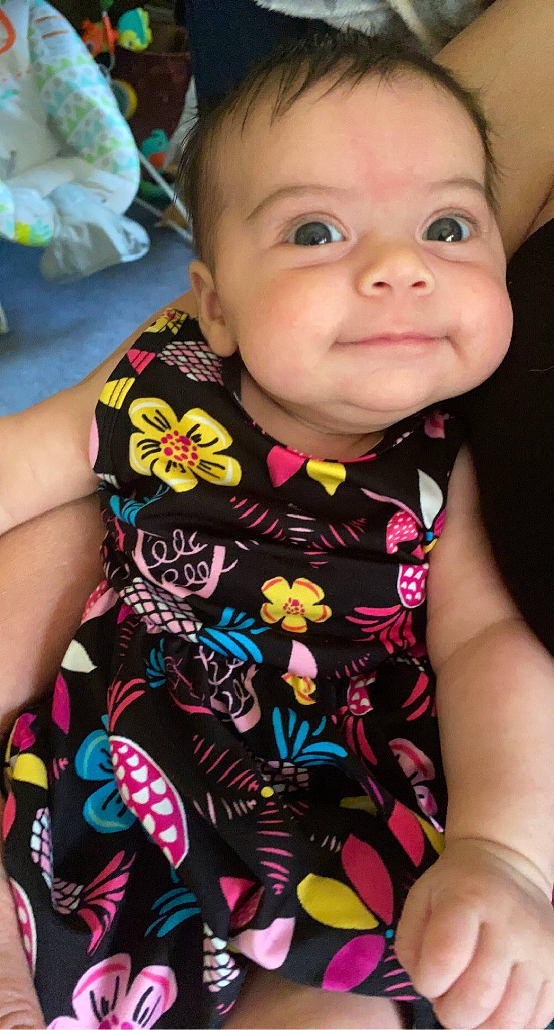 Giuliana joined the competition — help win amazing prizes! baby_toddler_clothing, cheek, eye, eyebrow, eyelash, face, facial_expression, hairstyle, happy, head, human, iris, lip, neck, nose, organ, person, pink, skin, sleeve