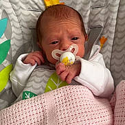 Isla-Rose joined the competition — help win amazing prizes! newborn, baby, pacifier, blanket, baby_seat, infant, sleepy, cozy, cute, child, hand, clothing, pattern, soft, indoors, portrait, resting, cute_face, baby_care, comfort