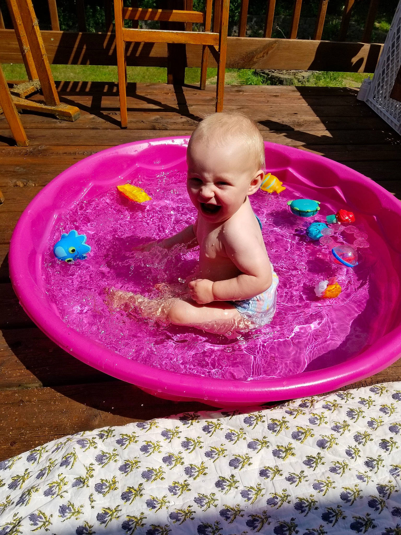 Emmy is registered to the contest to win money with this photo: backyard, child, fun, leisure, magenta, person, pink, play, product, recreation, summer, toddler, vacation