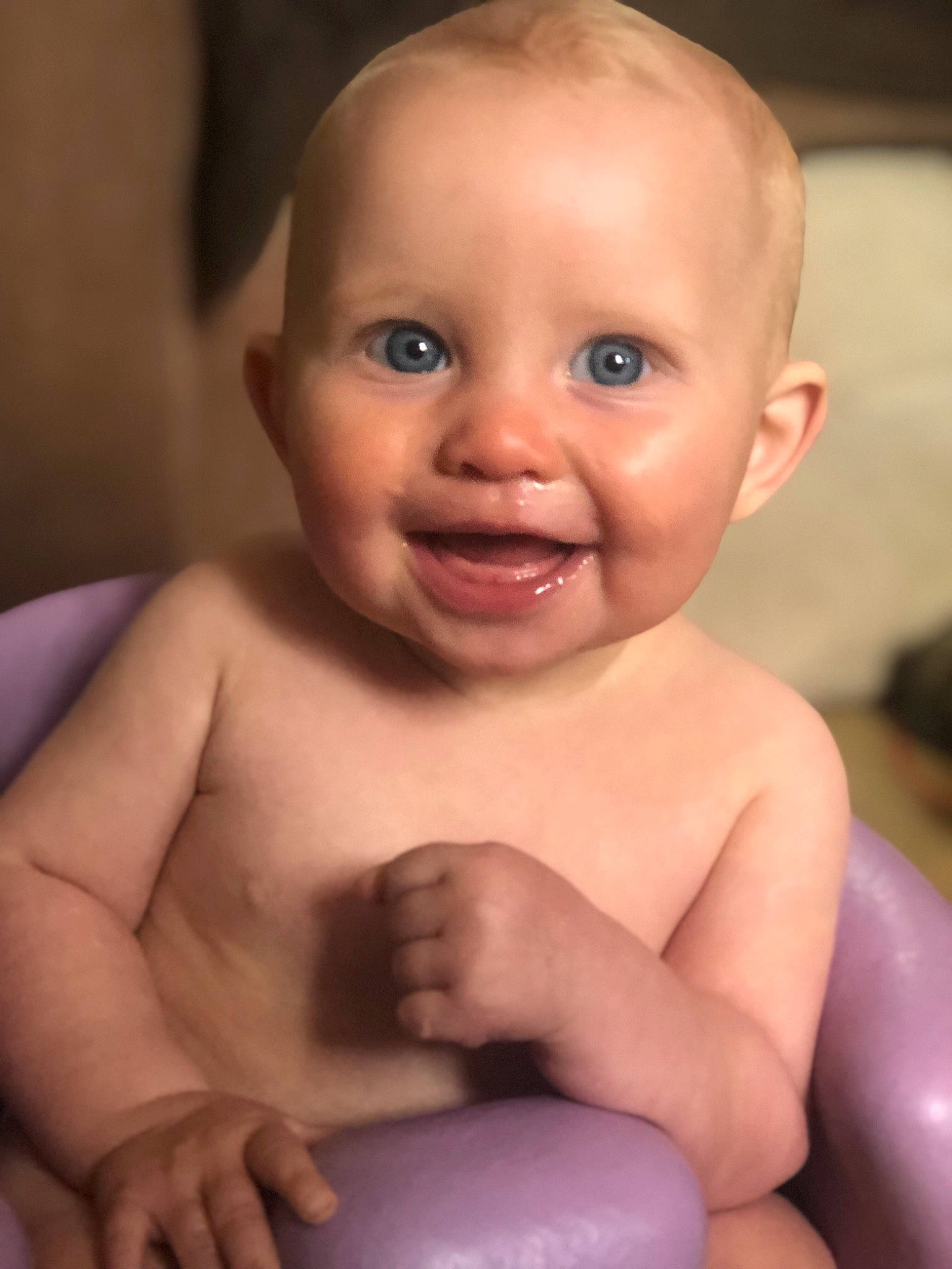 Ivy-mae joined the competition — help win amazing prizes! baby, baby_bathing, baby_laughing, baby_making_funny_faces, bathing, cheek, child, chin, eye, face, facial_expression, fun, head, joy, lip, mouth, nose, person, sitting, skin