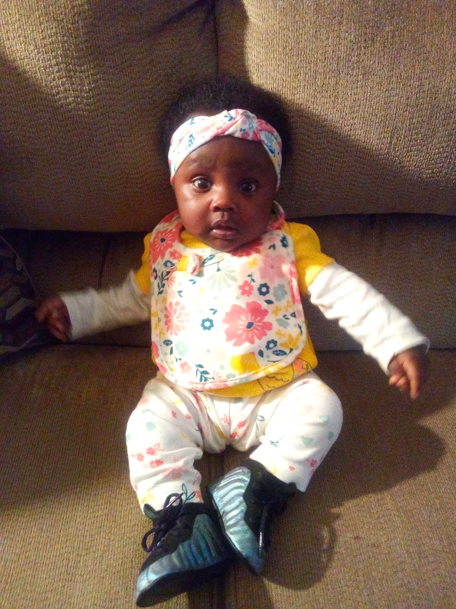 Marlei is registered to the contest to win money with this photo: baby, child, headgear, person, sitting, toddler