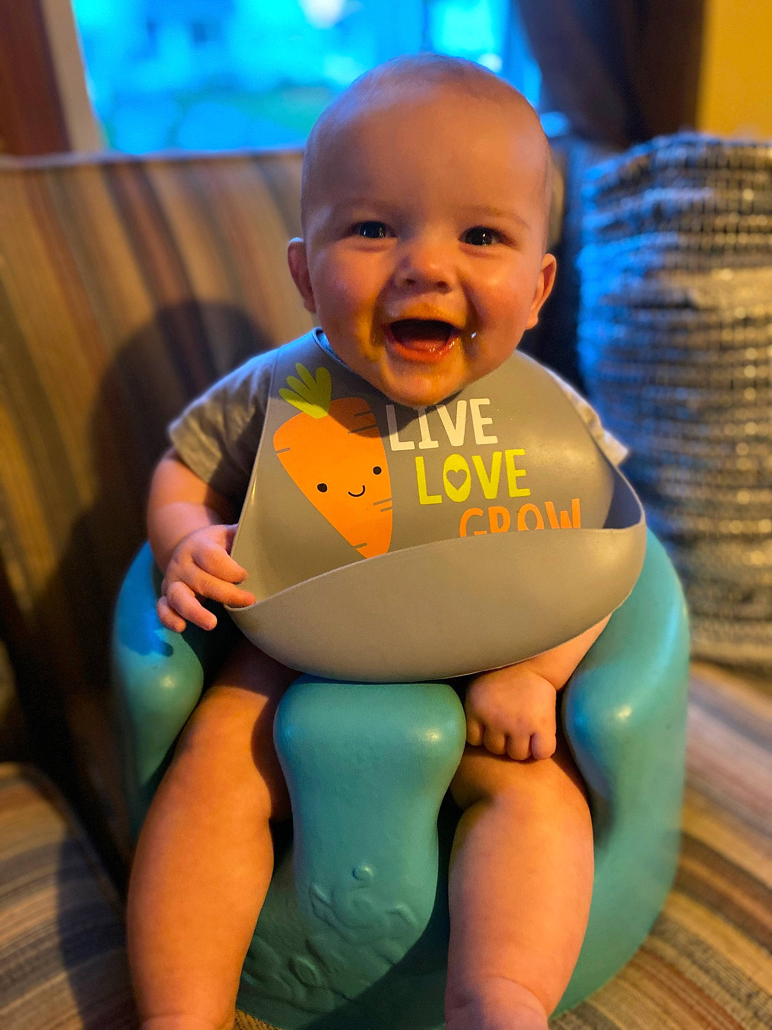 Jayce is registered to the contest to win money with this photo: abdomen, baby, baby_toddler_clothing, blue, cheek, chest, child, electric_blue, face, finger, fun, happy, head, iris, leisure, mouth, person, skin, smile, thigh