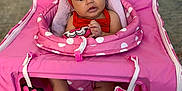 Evanni joined the competition — help win amazing prizes! baby, infant, red_bow, headband, pink_chair, polka_dots, mickey_mouse, baby_seat, baby_clothing, baby_accessory, child, cute, indoors, carpet, feet, anklet, pink, toy, comfortable, portrait