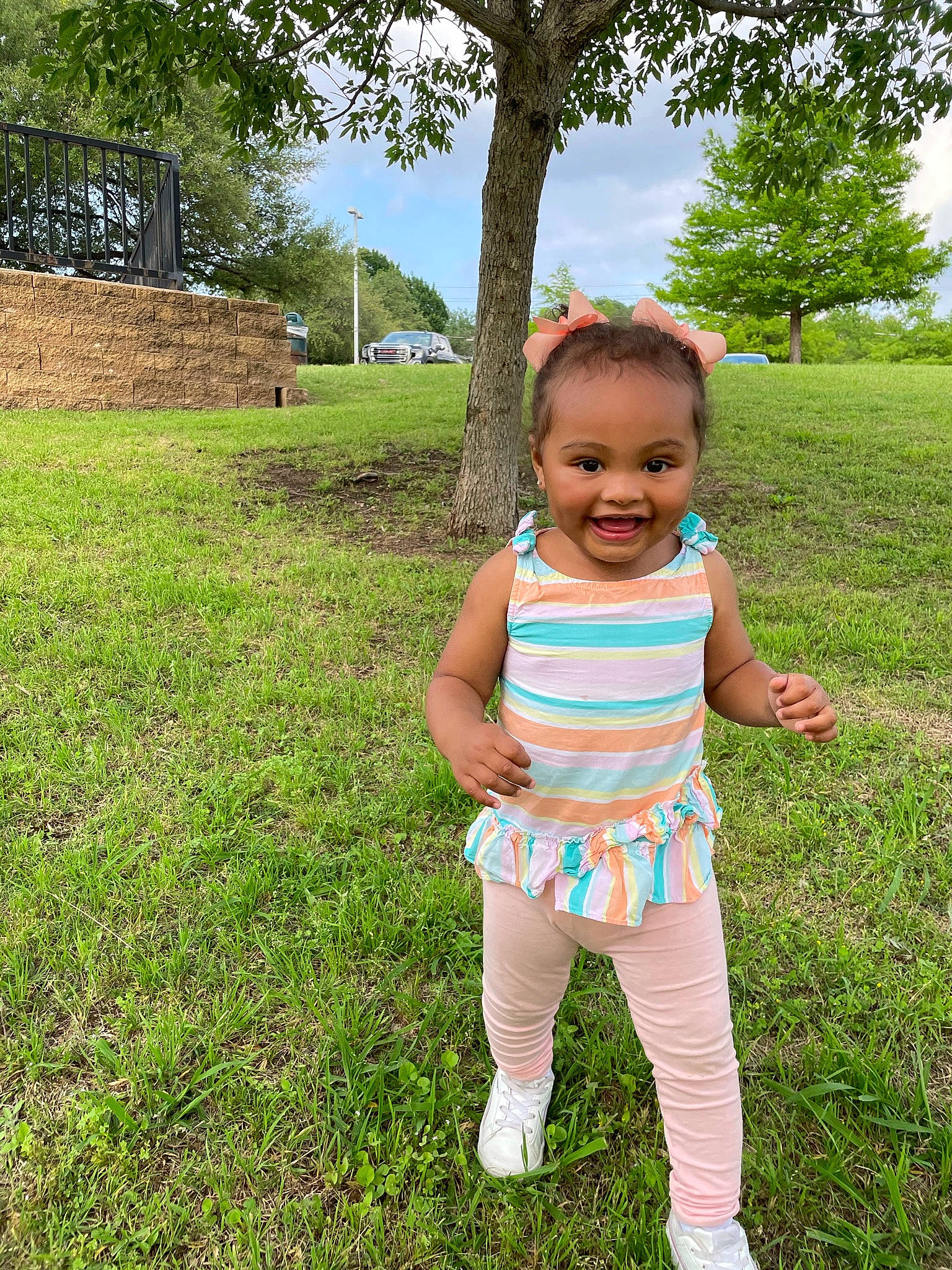 Millie joined the competition — help win amazing prizes! baby, baby_toddler_clothing, child, fun, garden, grass, grass_family, grassland, happy, joy, leisure, meadow, people_in_nature, person, plant, recreation, sky, sleeve, smile, spring
